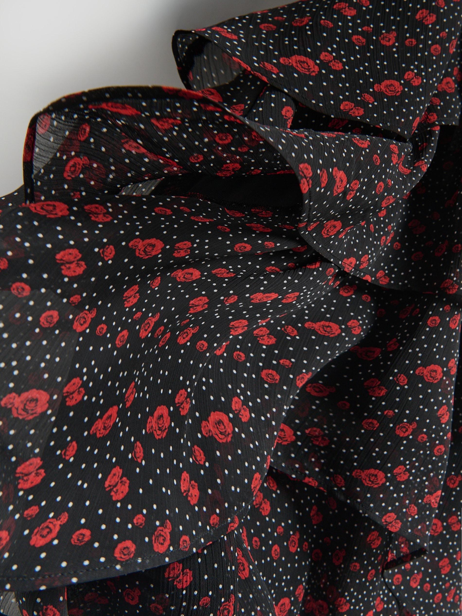 Black Patterned Midi Dress, Black, large image number 6
