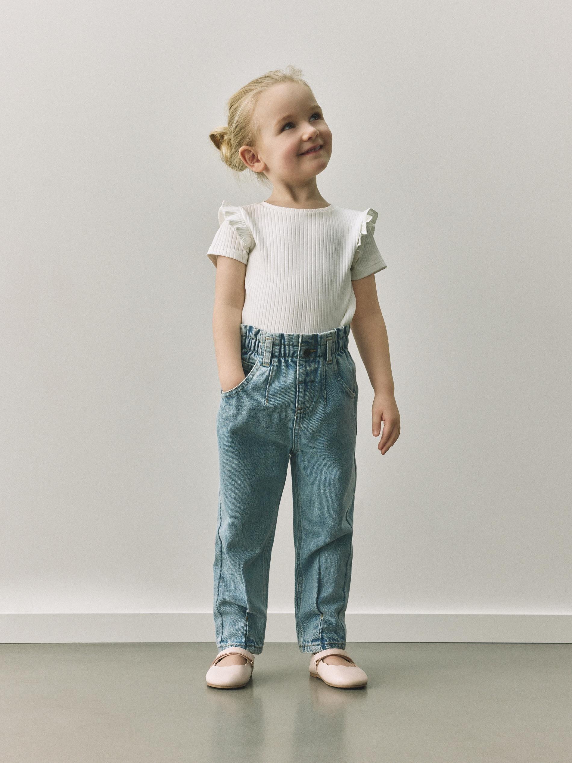 Blue Paperbag Jeans, Blue, large image number 1