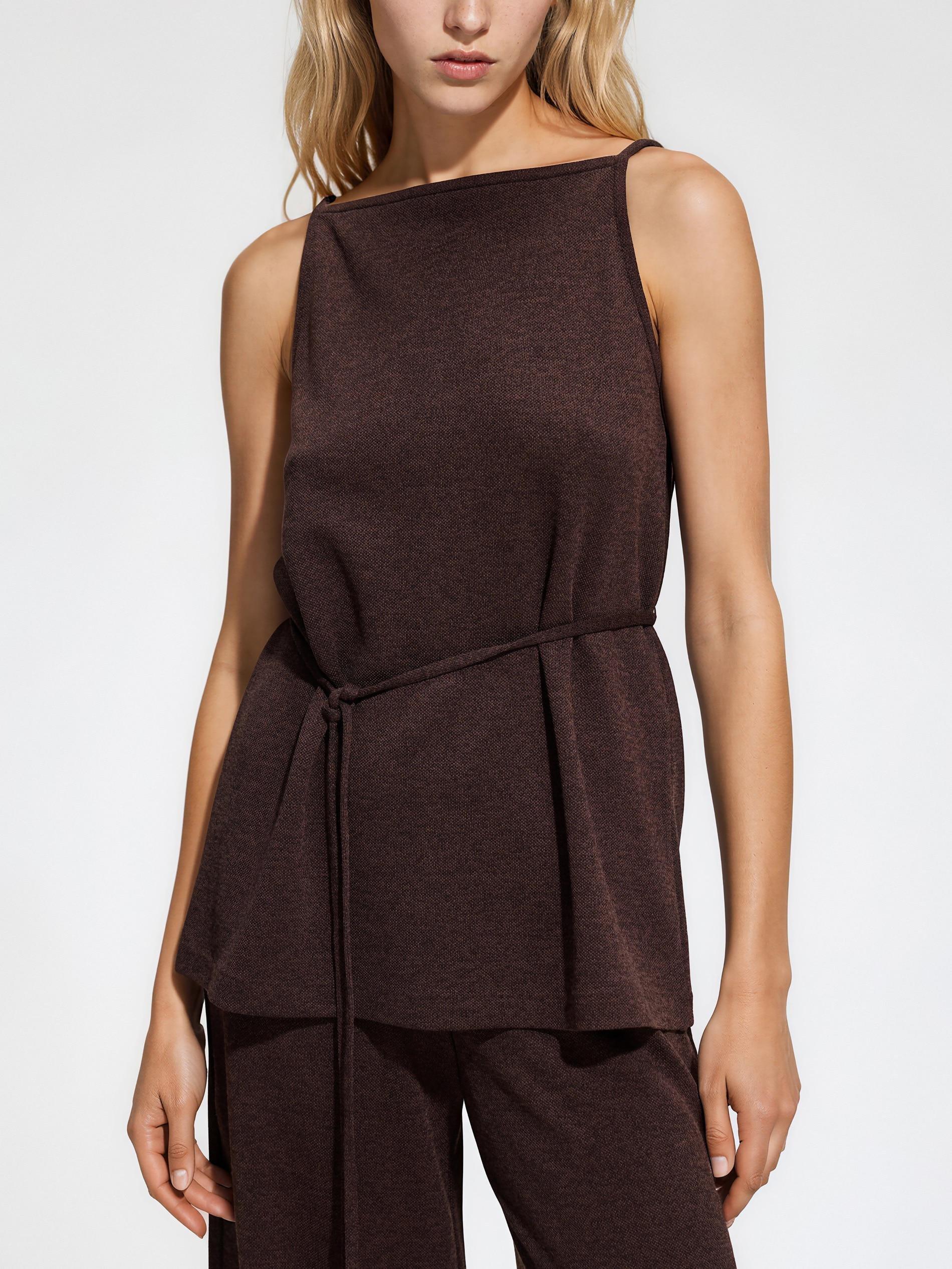 Brown Top With Tie Detail, Brown, medium