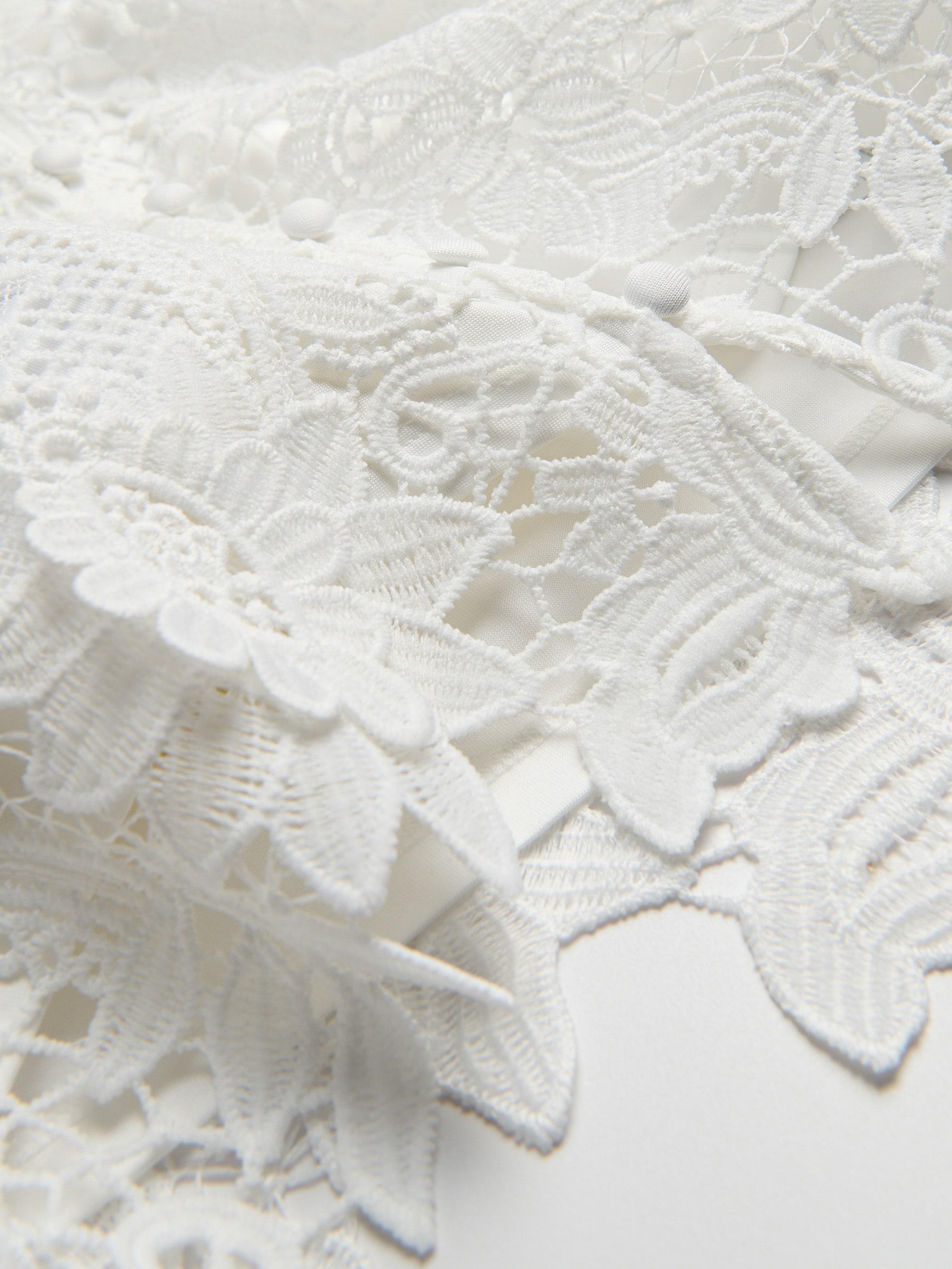 White Openwork Top, White, large image number 5
