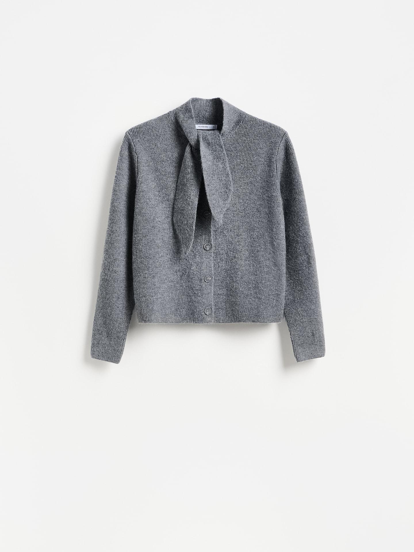 Grey Cardigan With Tie Detail, Grey, large image number 3