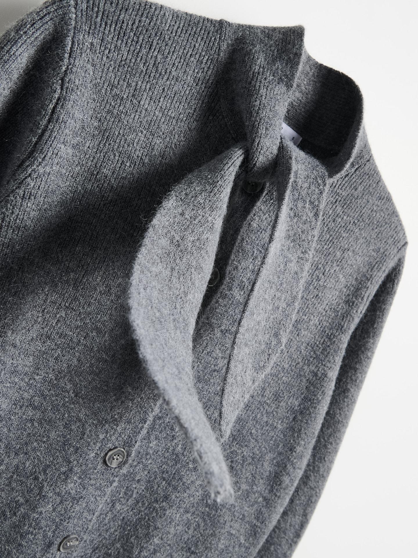 Grey Cardigan With Tie Detail, Grey, large image number 4