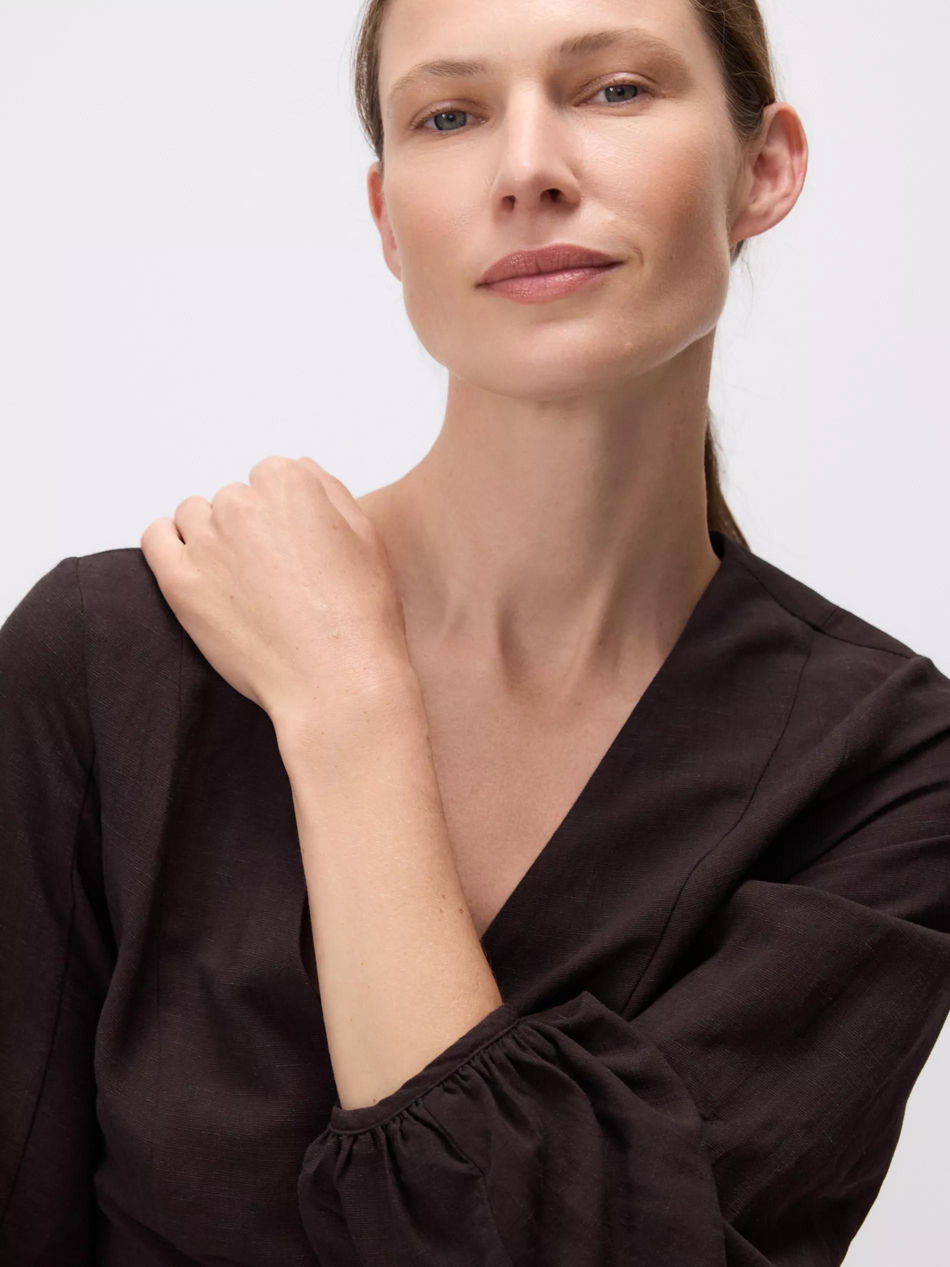 BROWN Mini dress with linen blend, Brown, medium