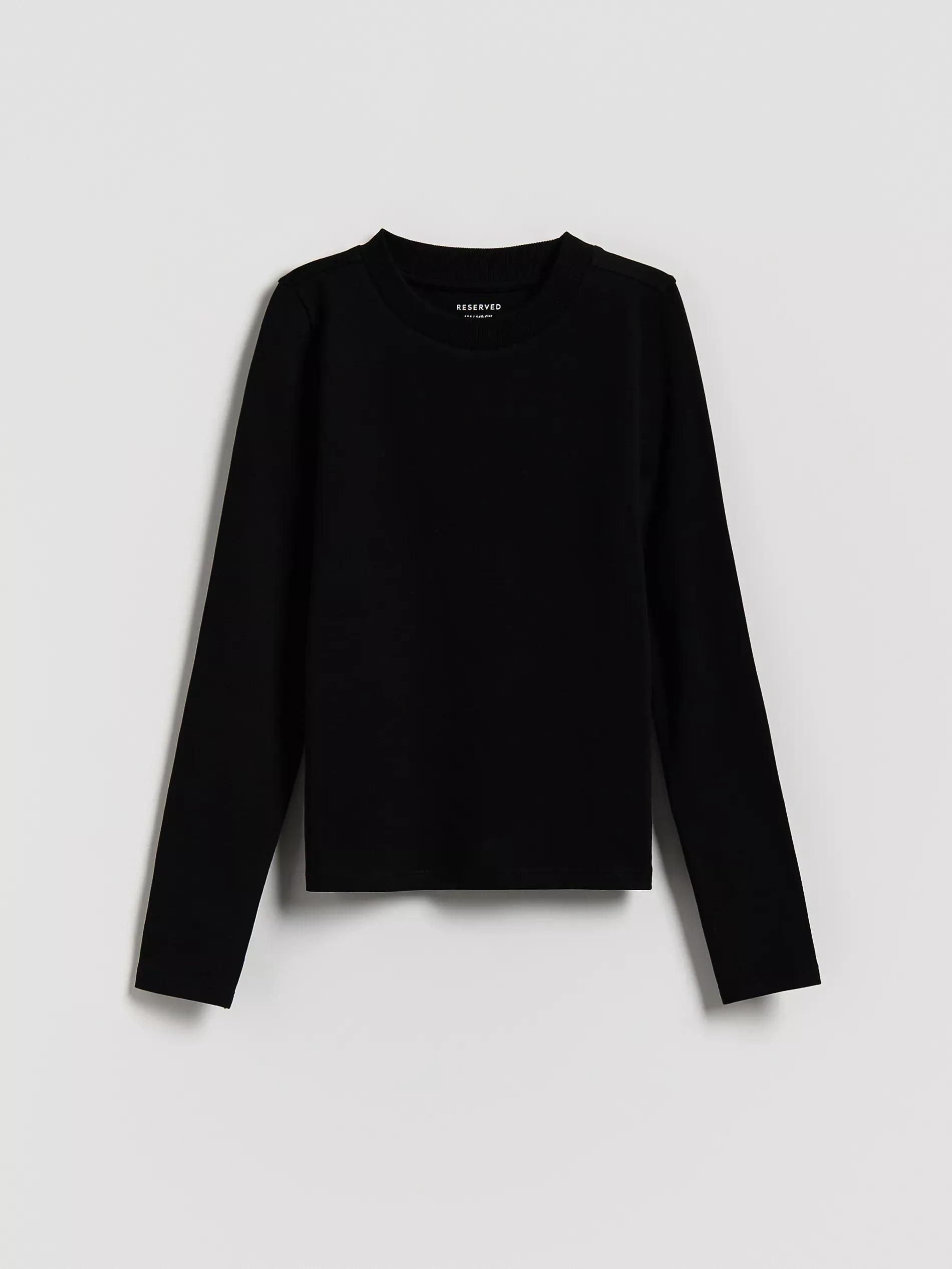Black Cotton Long Sleeve T-Shirt, , large image number 0