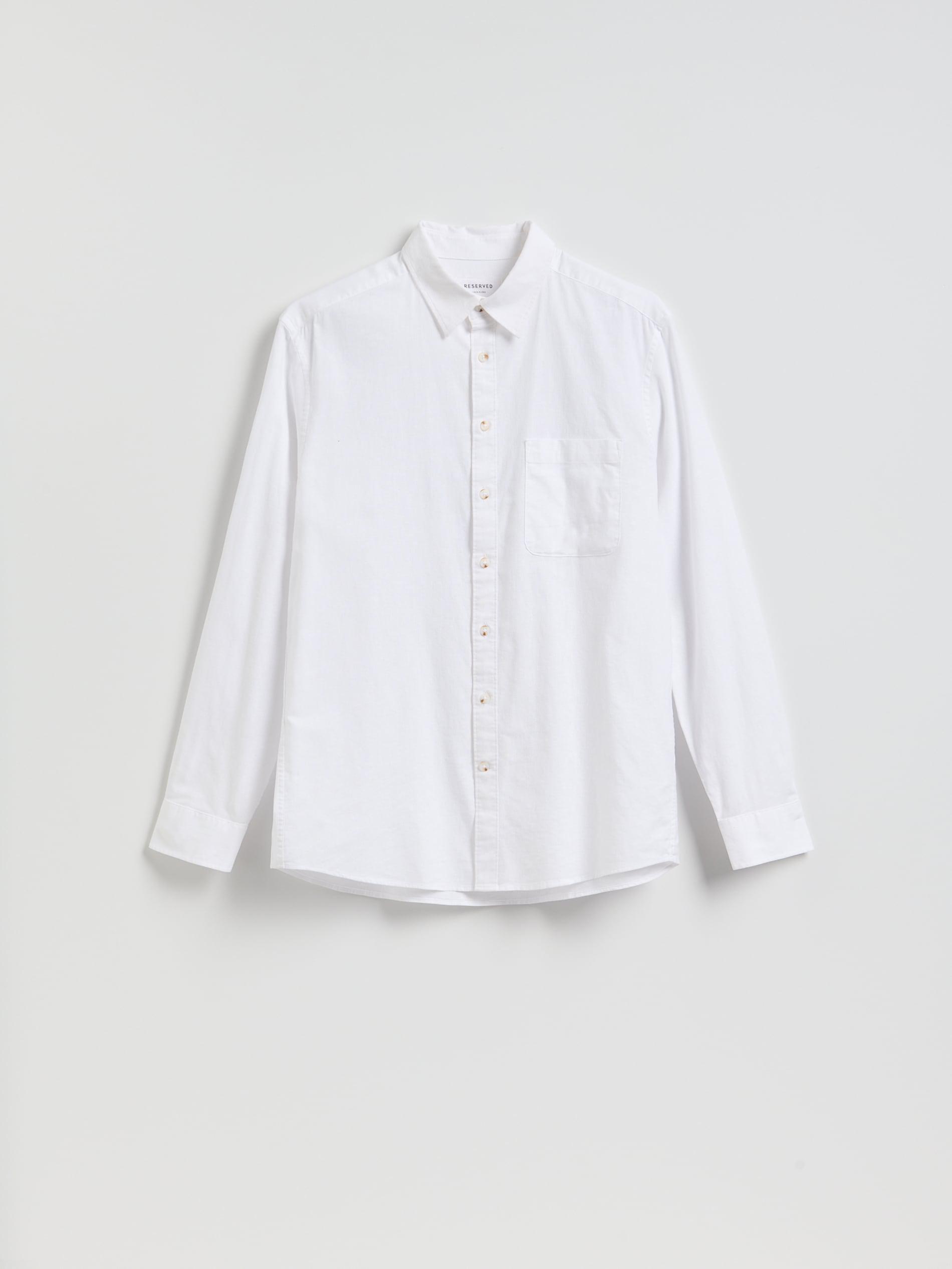 White Regular Fit Linen Rich Shirt, White, large image number 0
