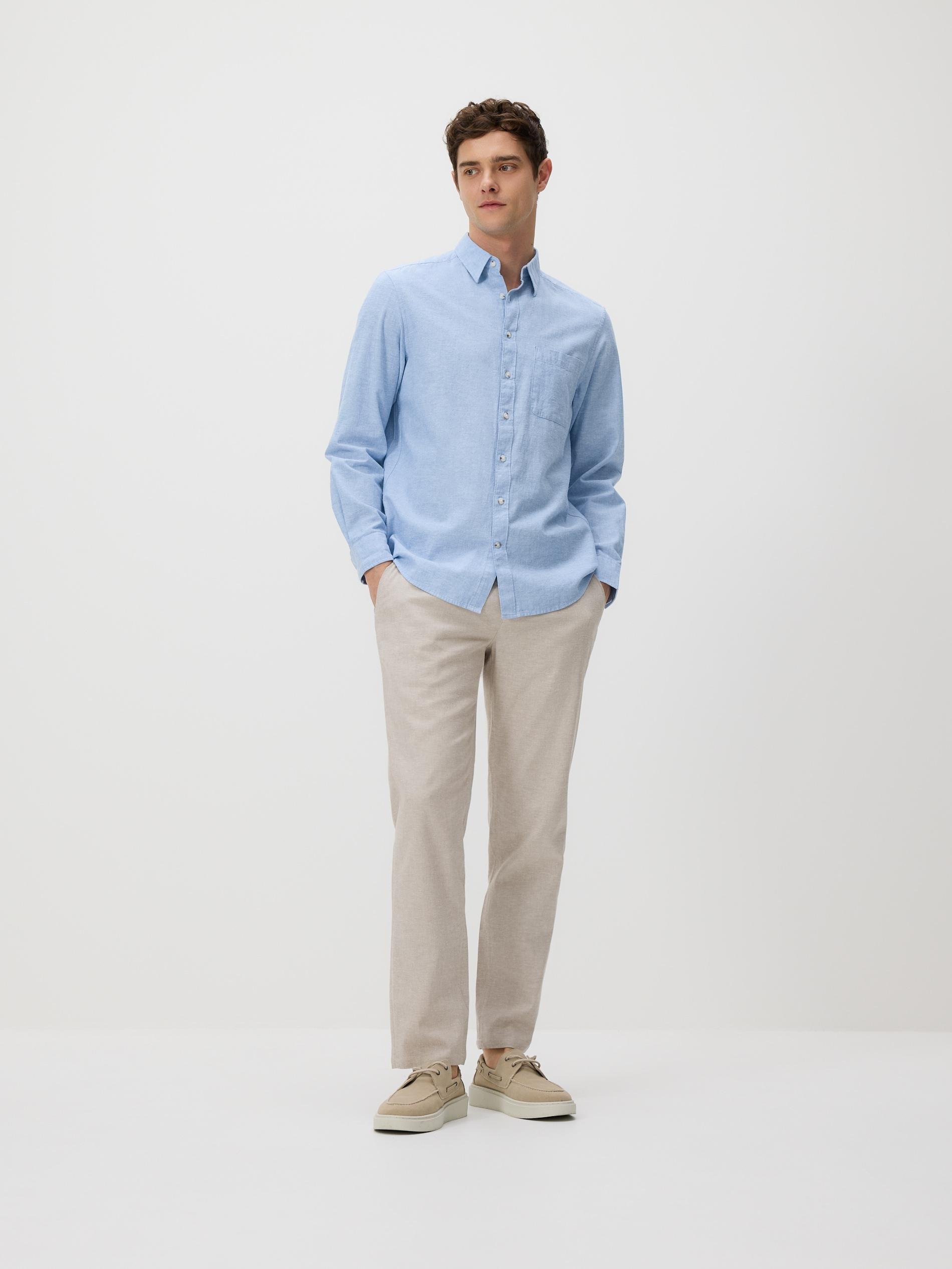 Blue Regular Fit Linen Rich Shirt, Blue, large image number 2