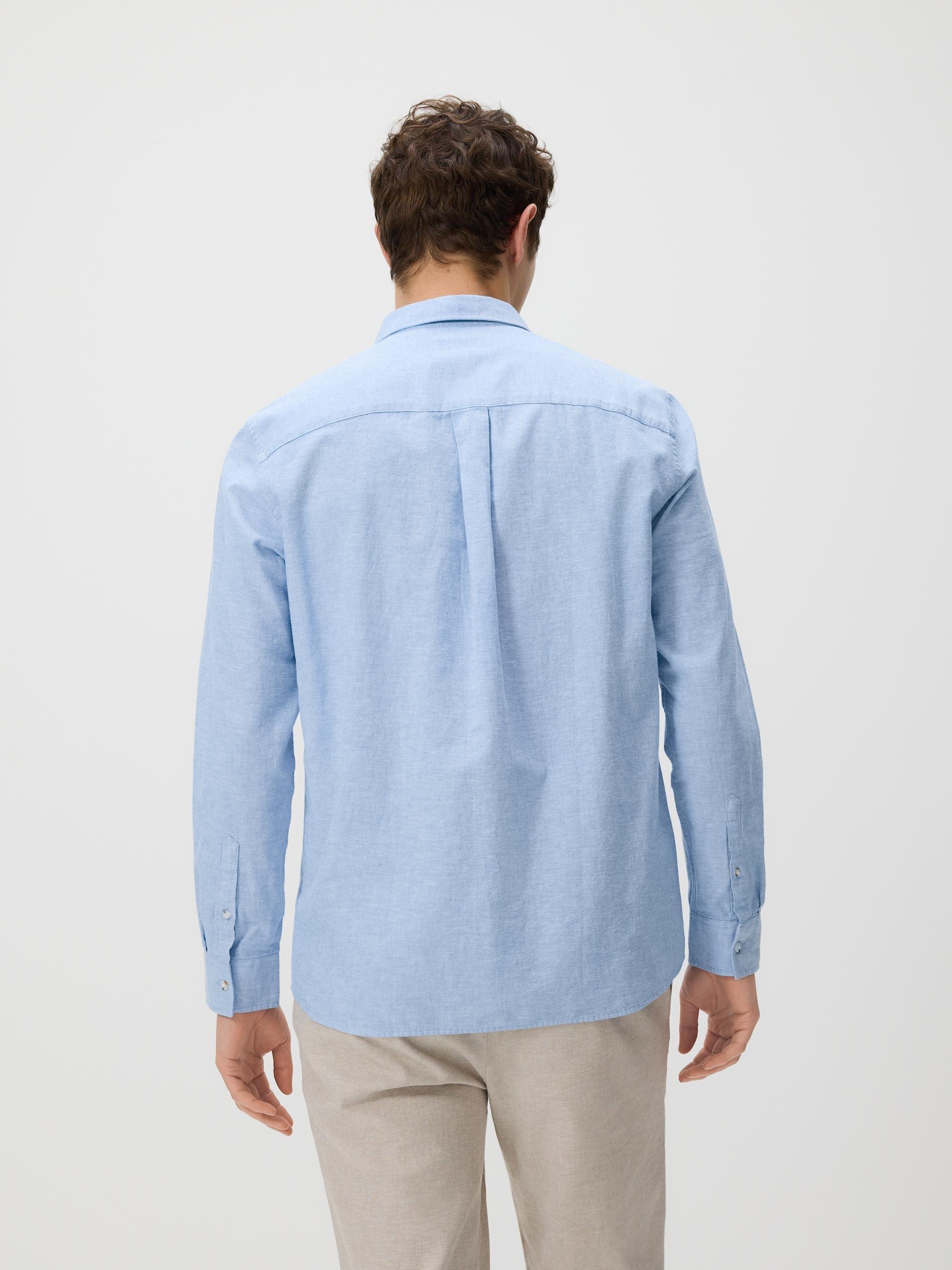 Blue Regular Fit Linen Rich Shirt, Blue, large image number 3