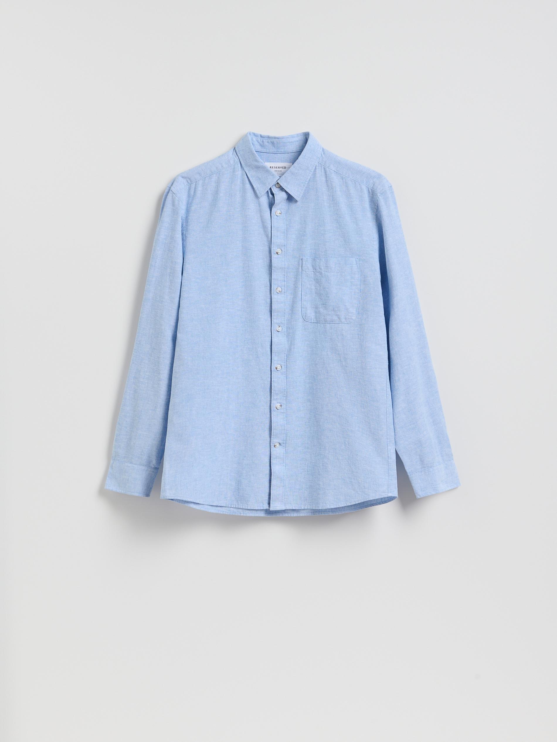 Blue Regular Fit Linen Rich Shirt, Blue, large image number 4