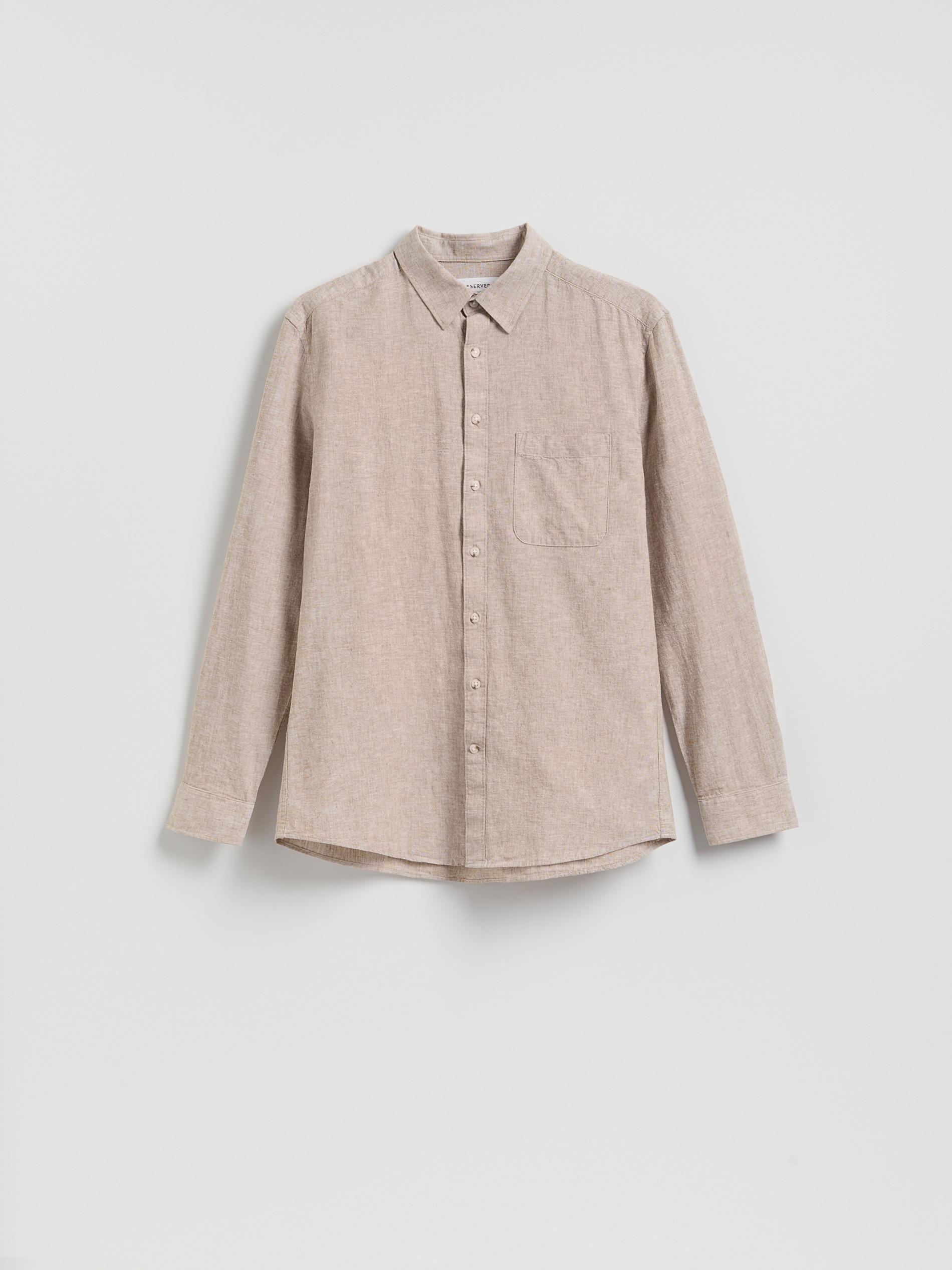 Beige Regular Fit Linen Rich Shirt, Beige, large image number 0