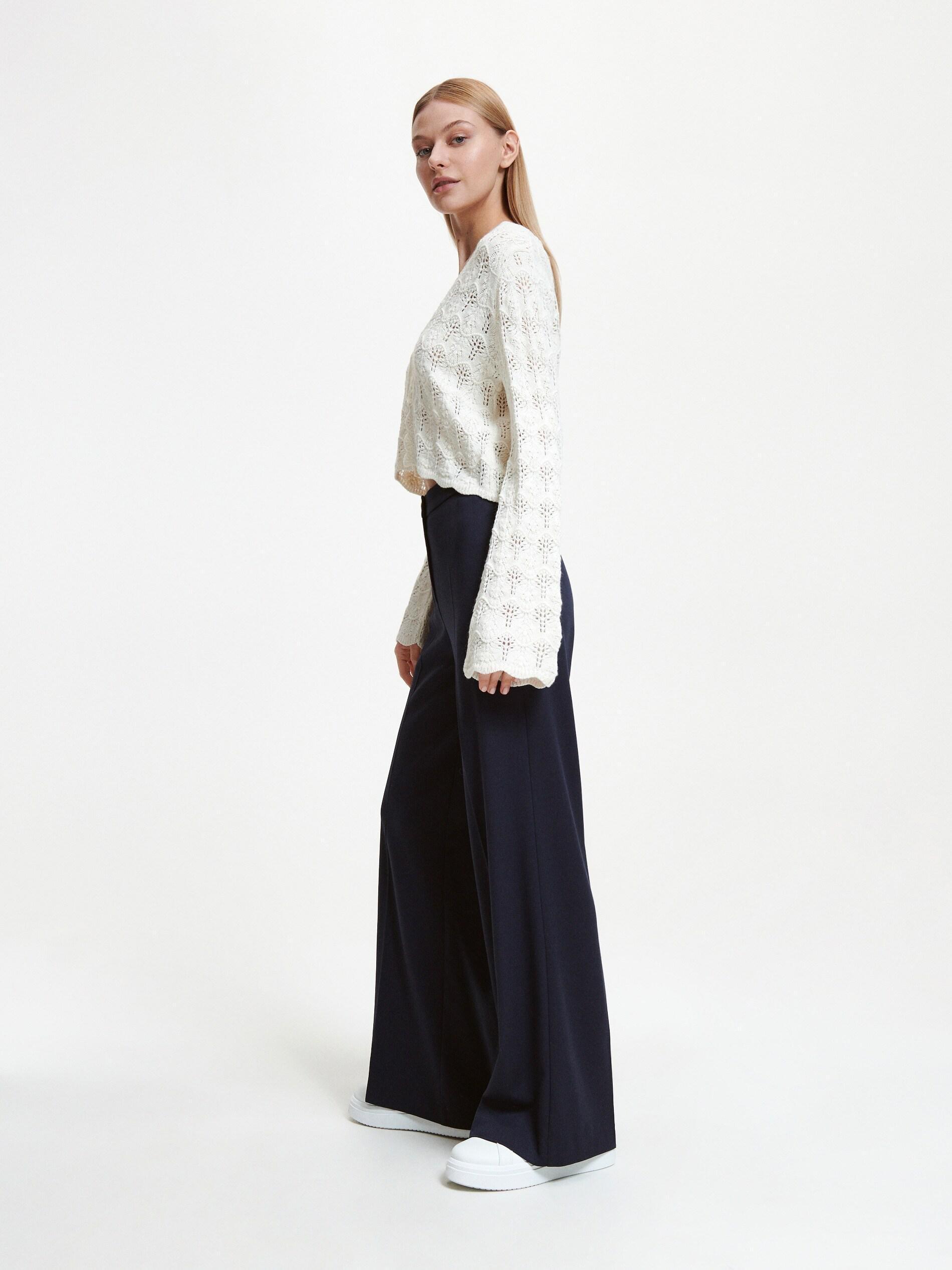 Navy Wide Leg Trousers, , large image number 3