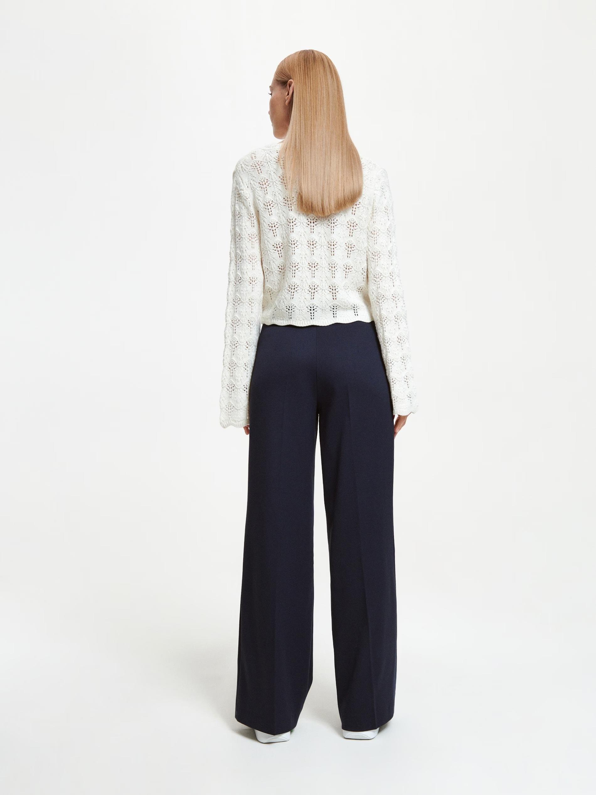 Navy Wide Leg Trousers, , large image number 4