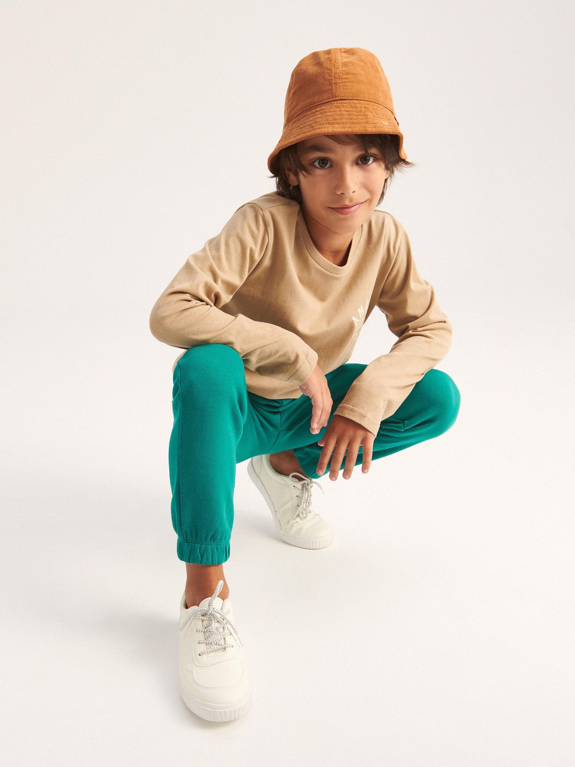 Turquoise Sweatpants With Applique, Kids Boys, , large image number 1