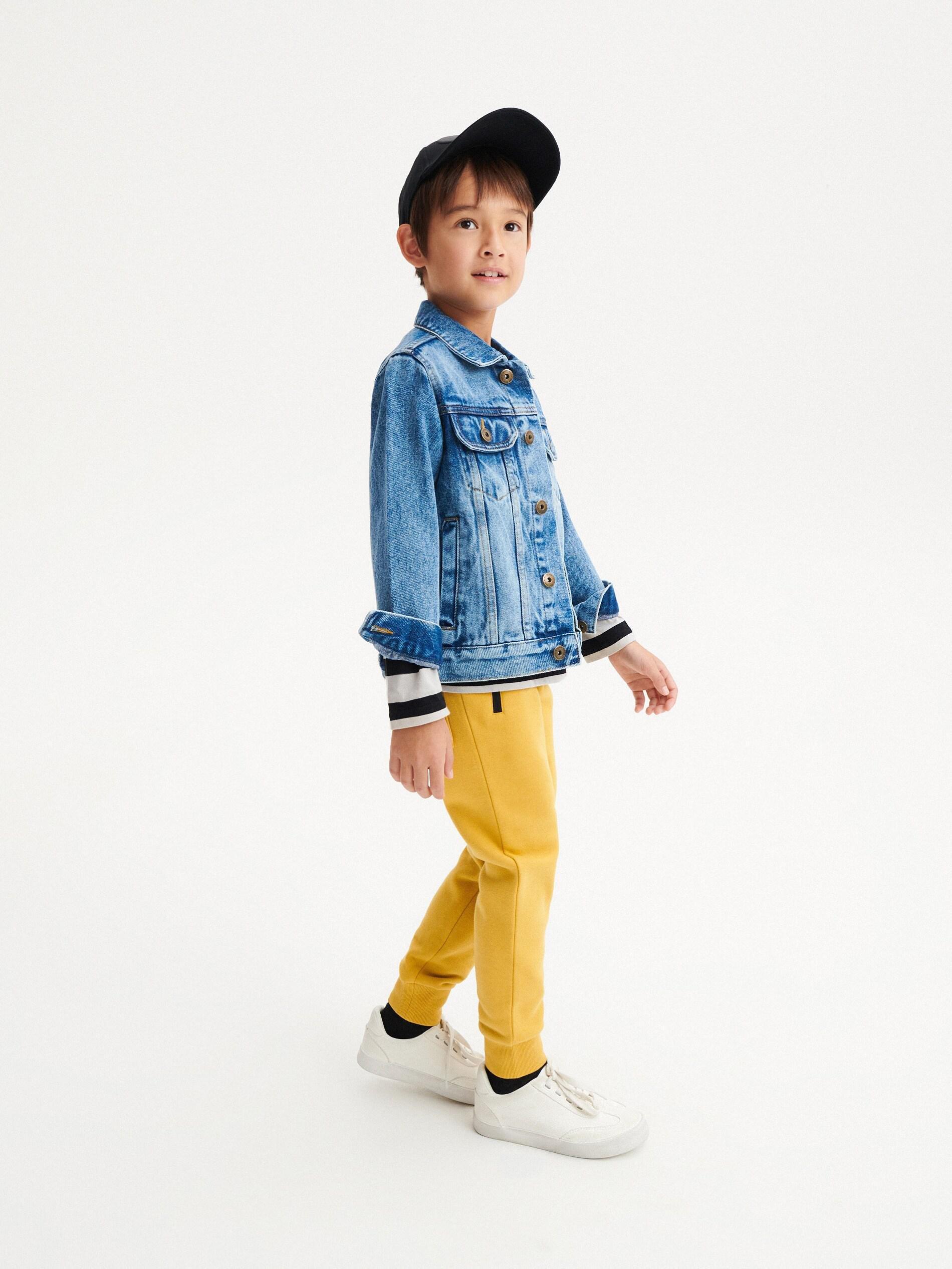 Yellow Basic Sweatpants, Kids Boys, , large image number 0
