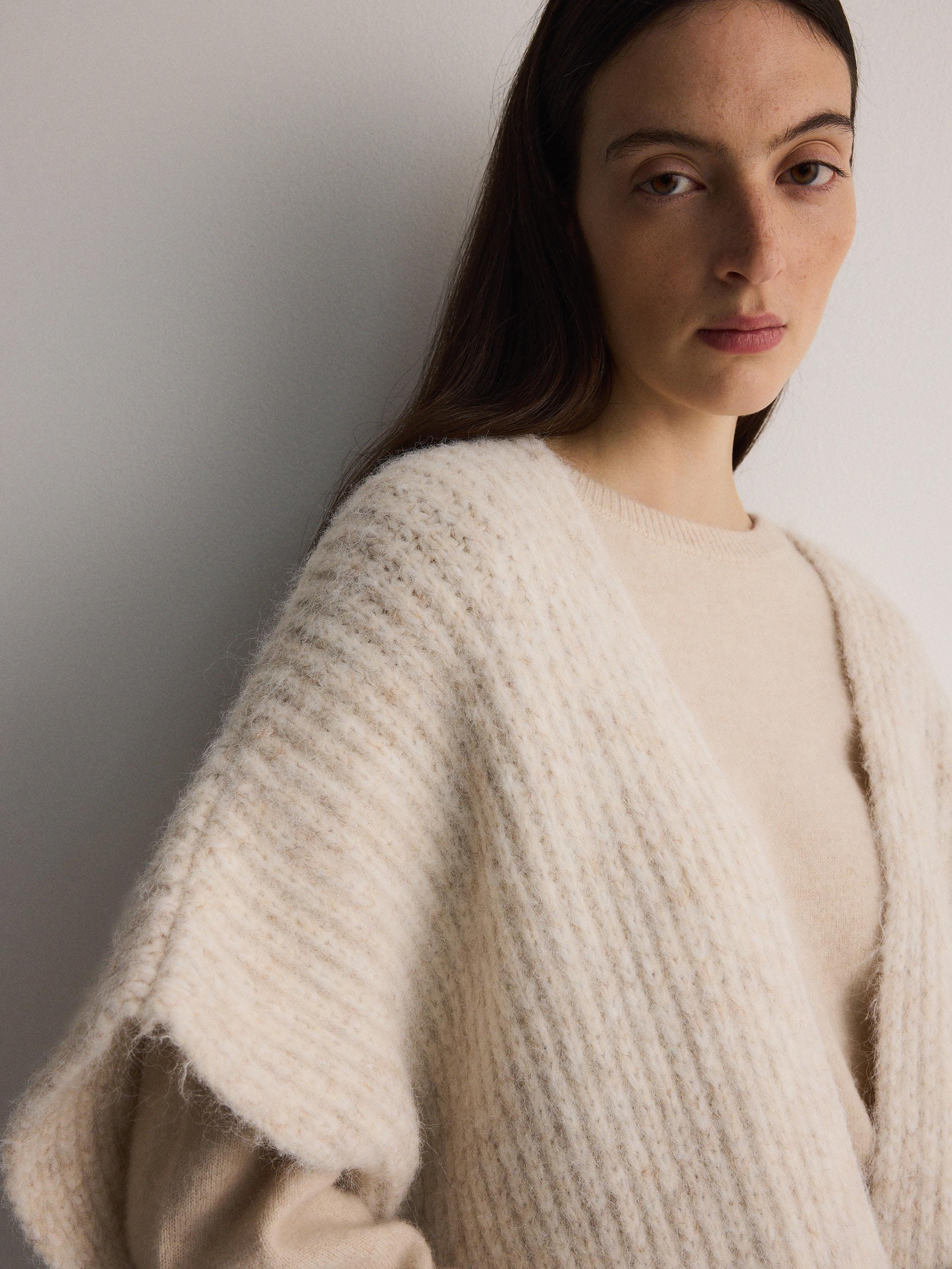 cream Wool blend poncho, Ivory, large image number 2
