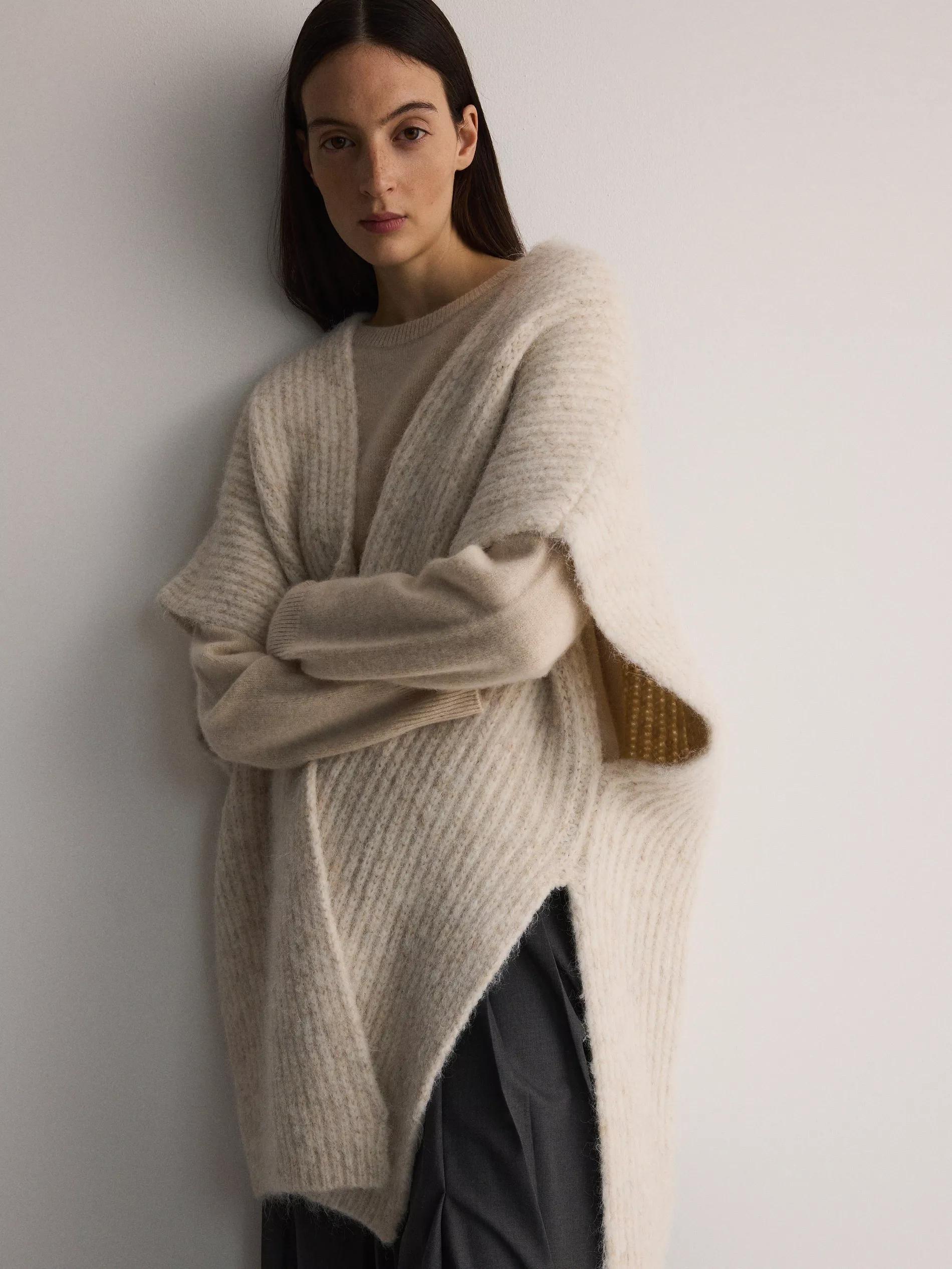 cream Wool blend poncho, Ivory, large image number 3
