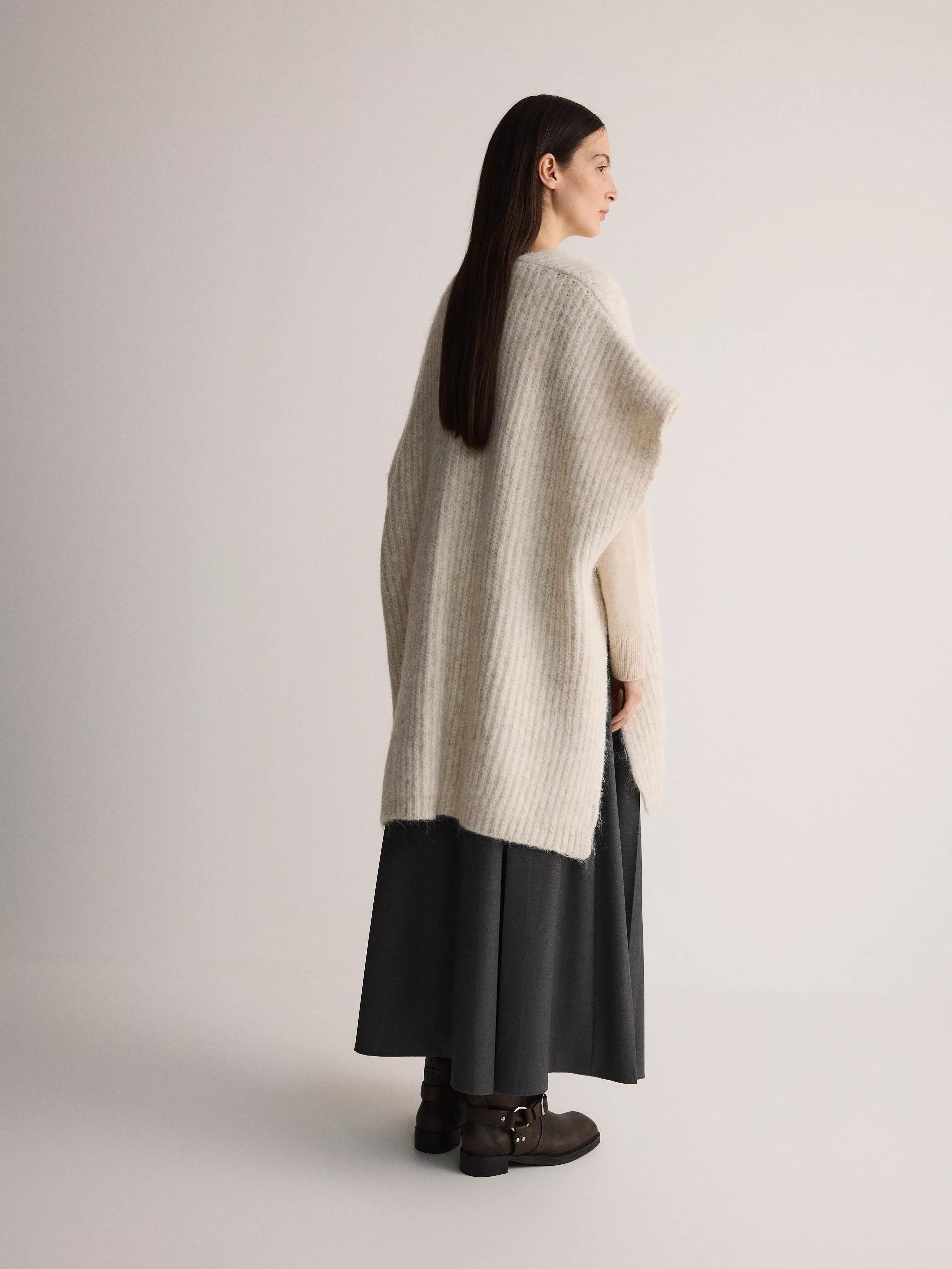 cream Wool blend poncho, Ivory, large image number 4