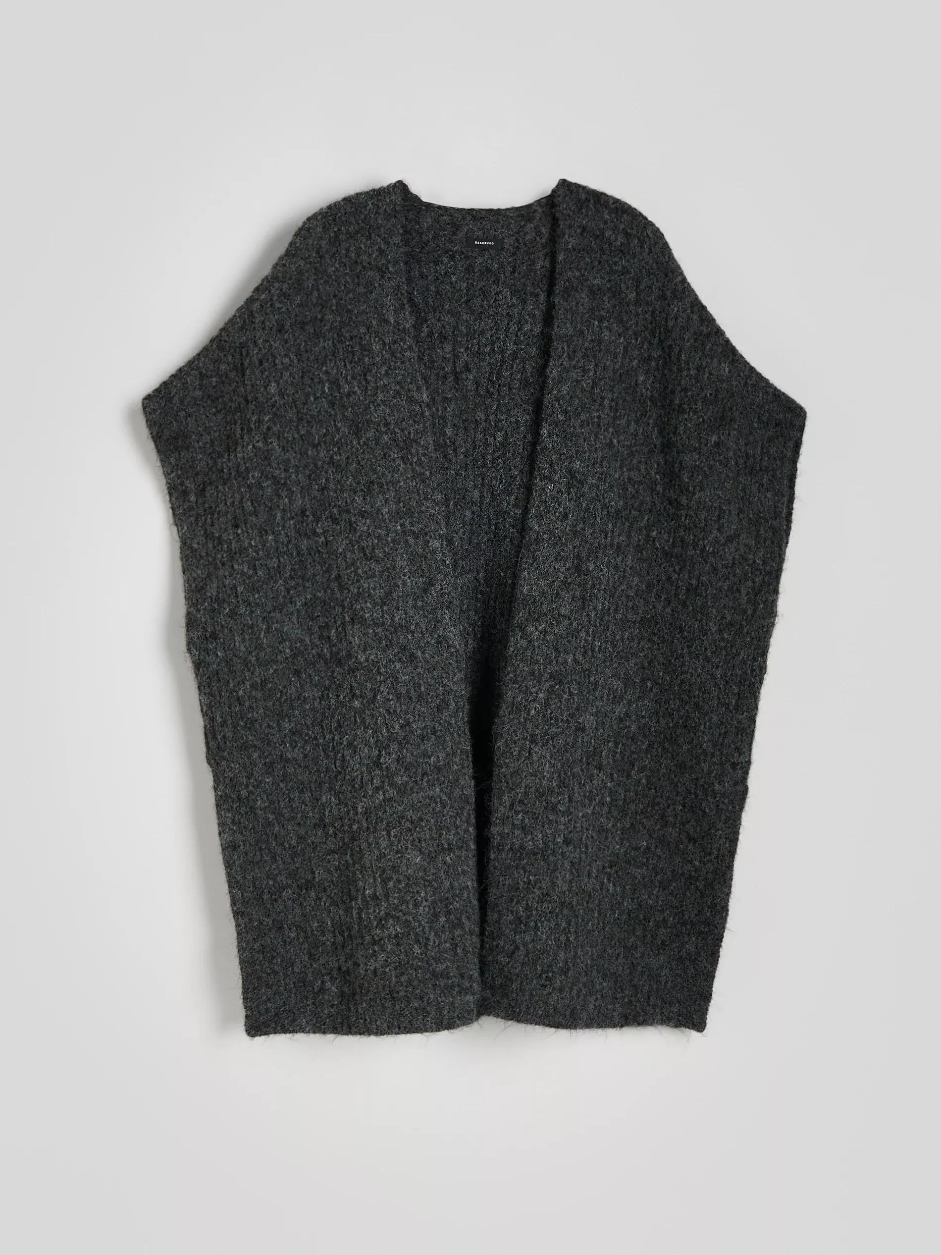 DARK GREY Wool blend poncho, Grey, large image number 4