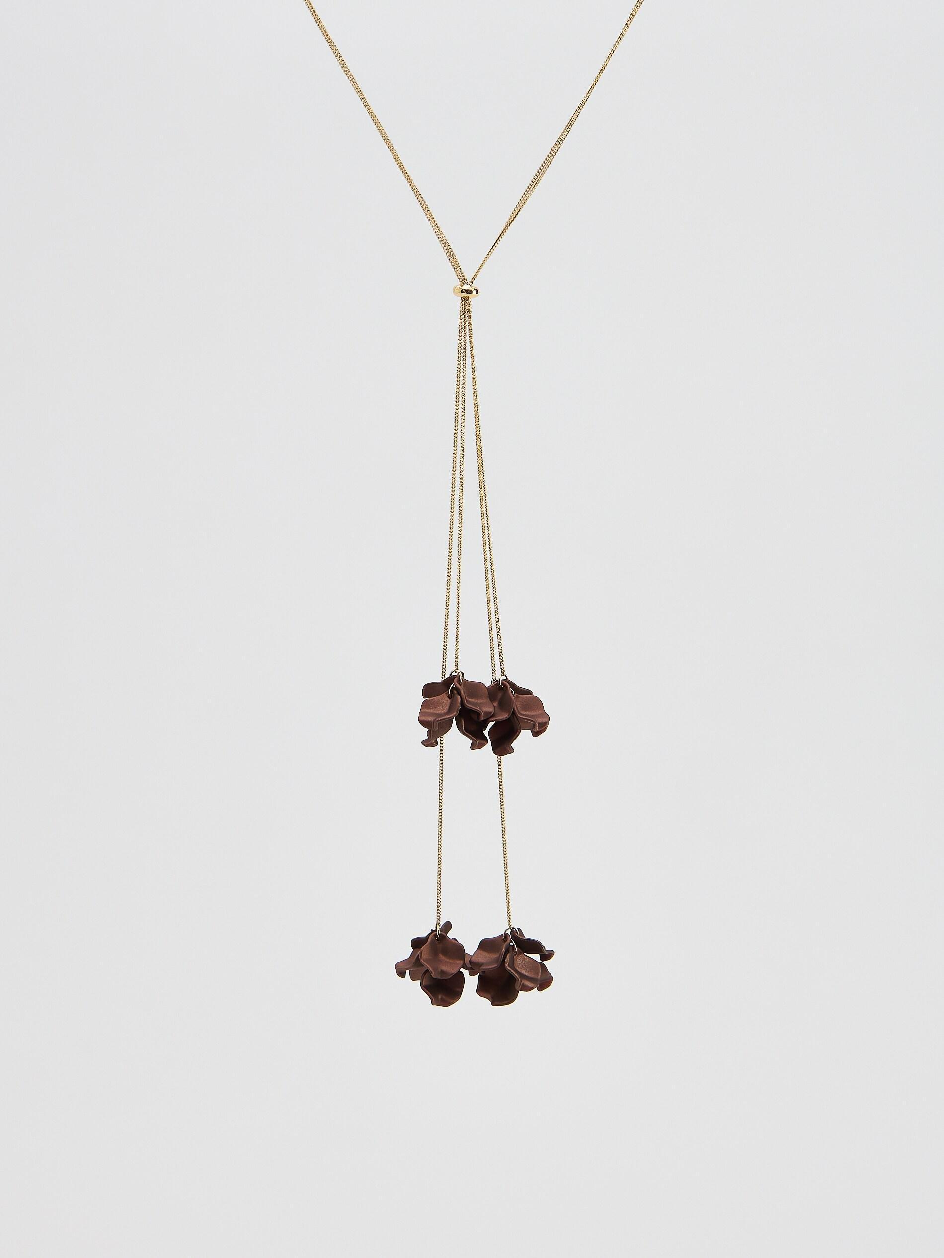 Brown Beaded Necklace, Brown, medium