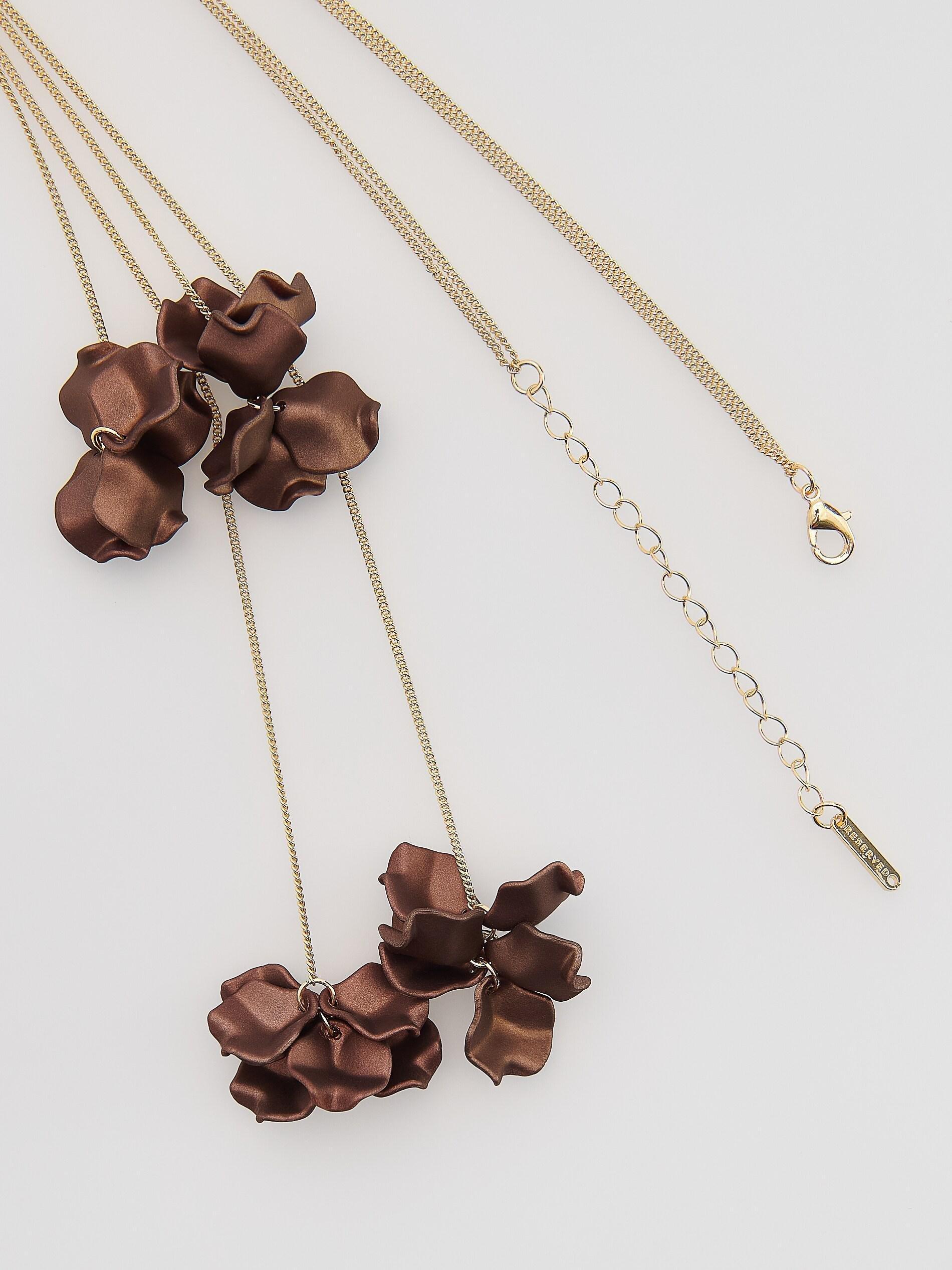 Brown Beaded Necklace, Brown, medium