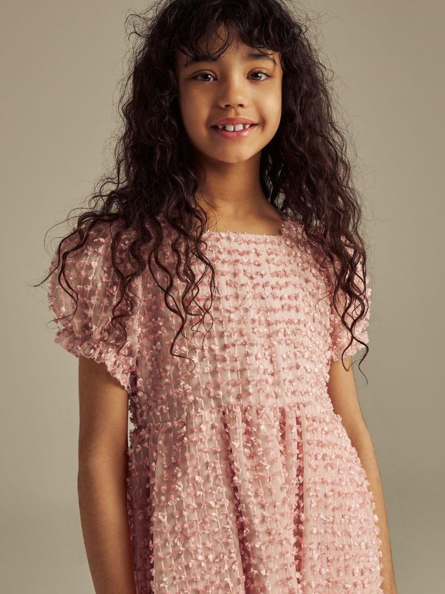 Pink Dress With Puff Sleeves, Pink, large image number 2