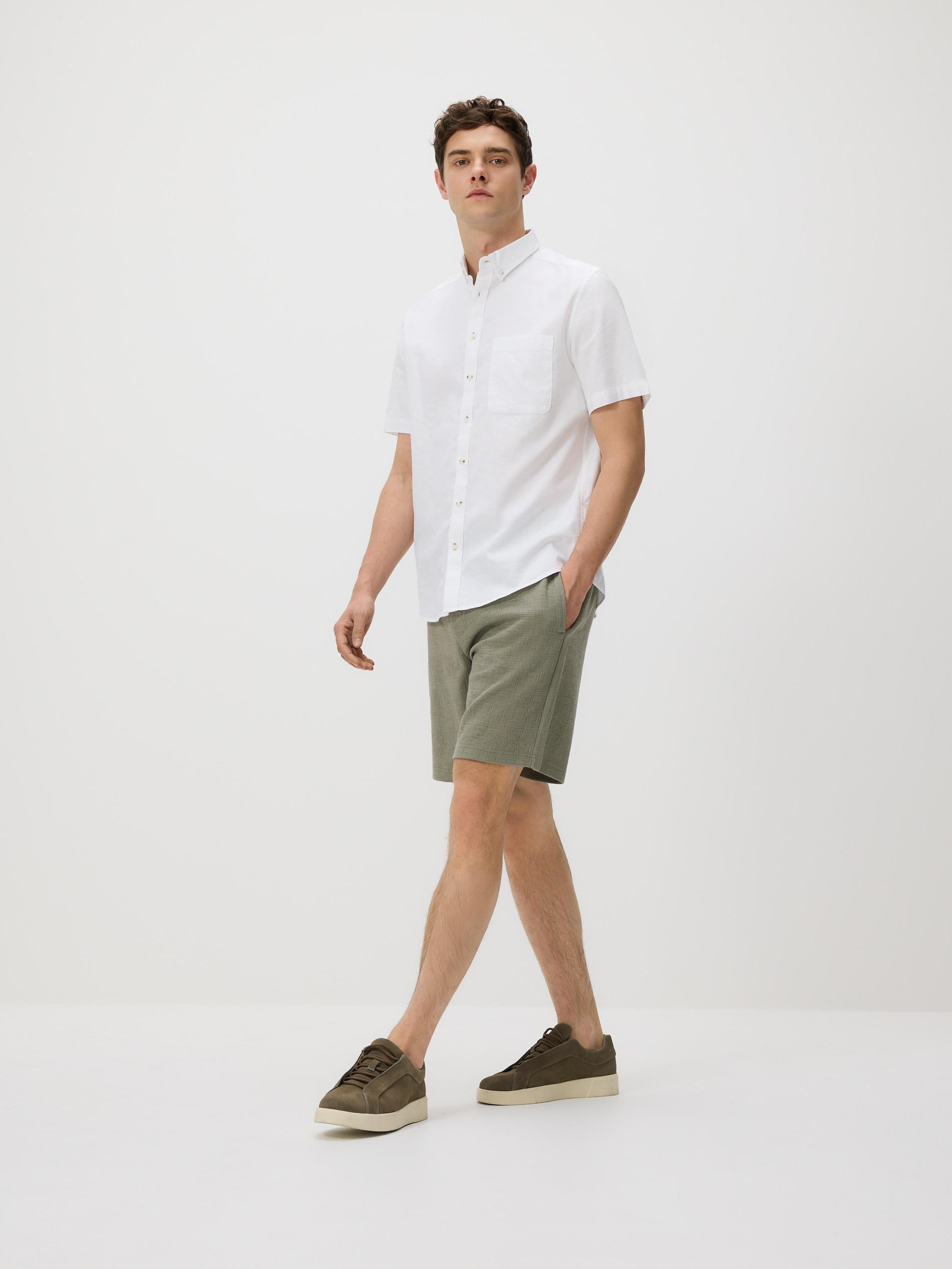 White Regular Fit Linen Rich Shirt, White, large image number 0