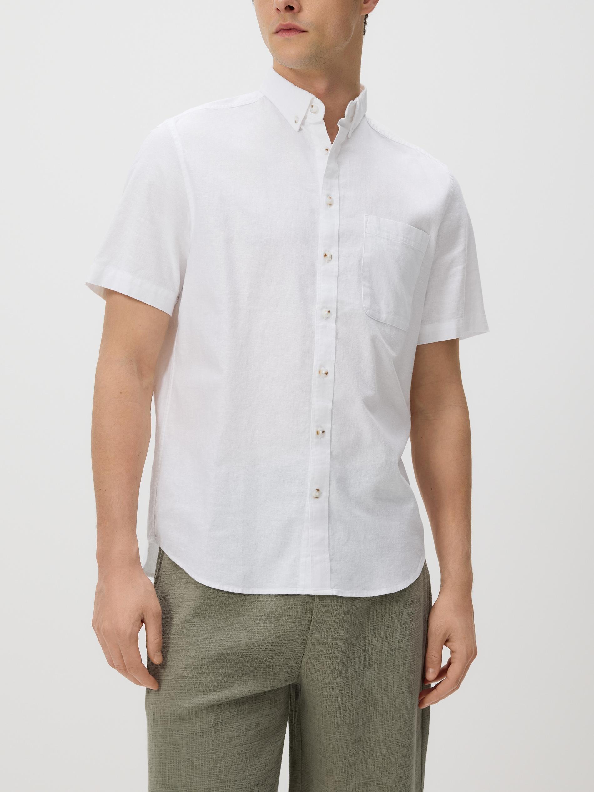 White Regular Fit Linen Rich Shirt, White, large image number 1
