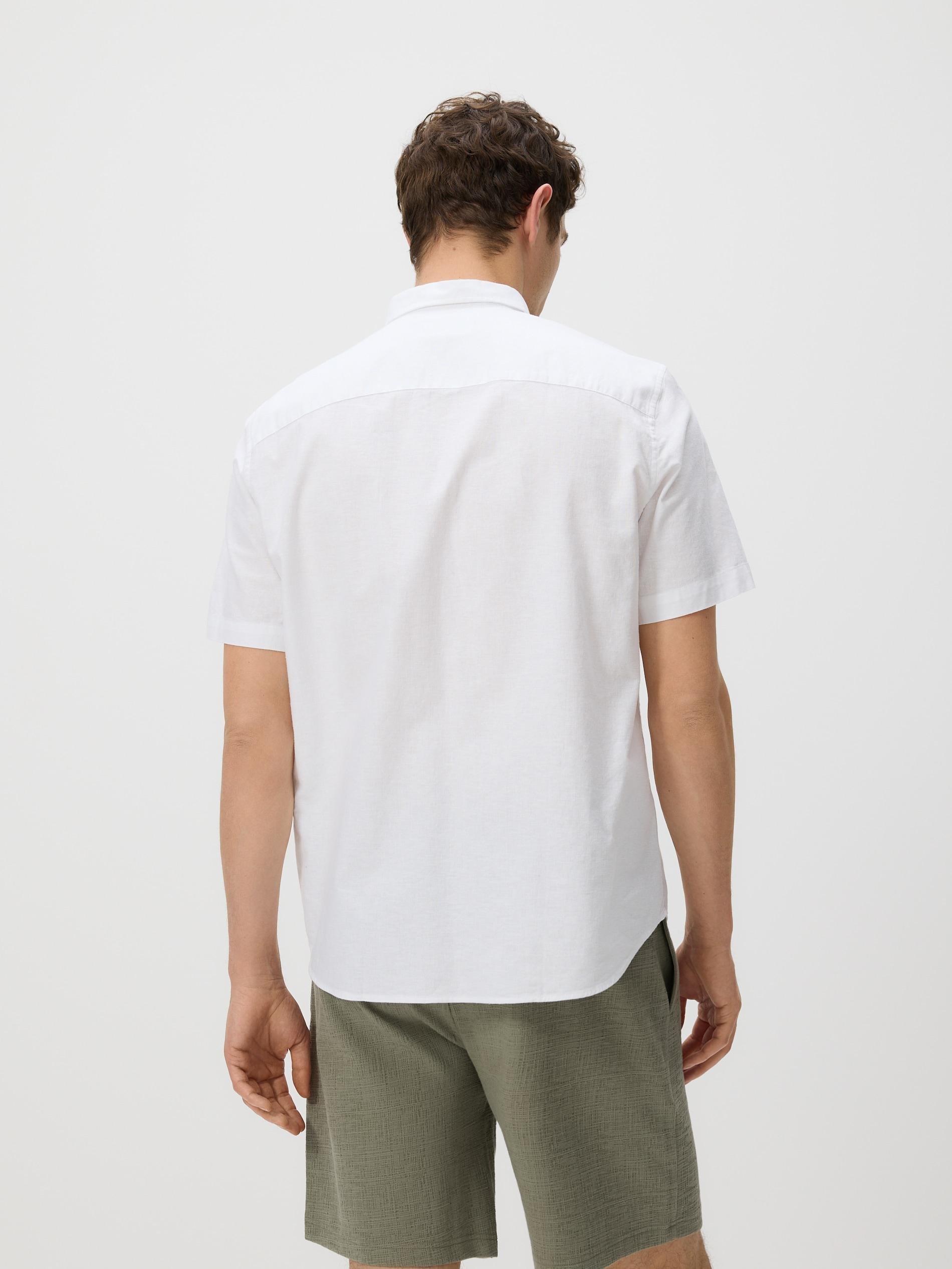 White Regular Fit Linen Rich Shirt, White, large image number 3