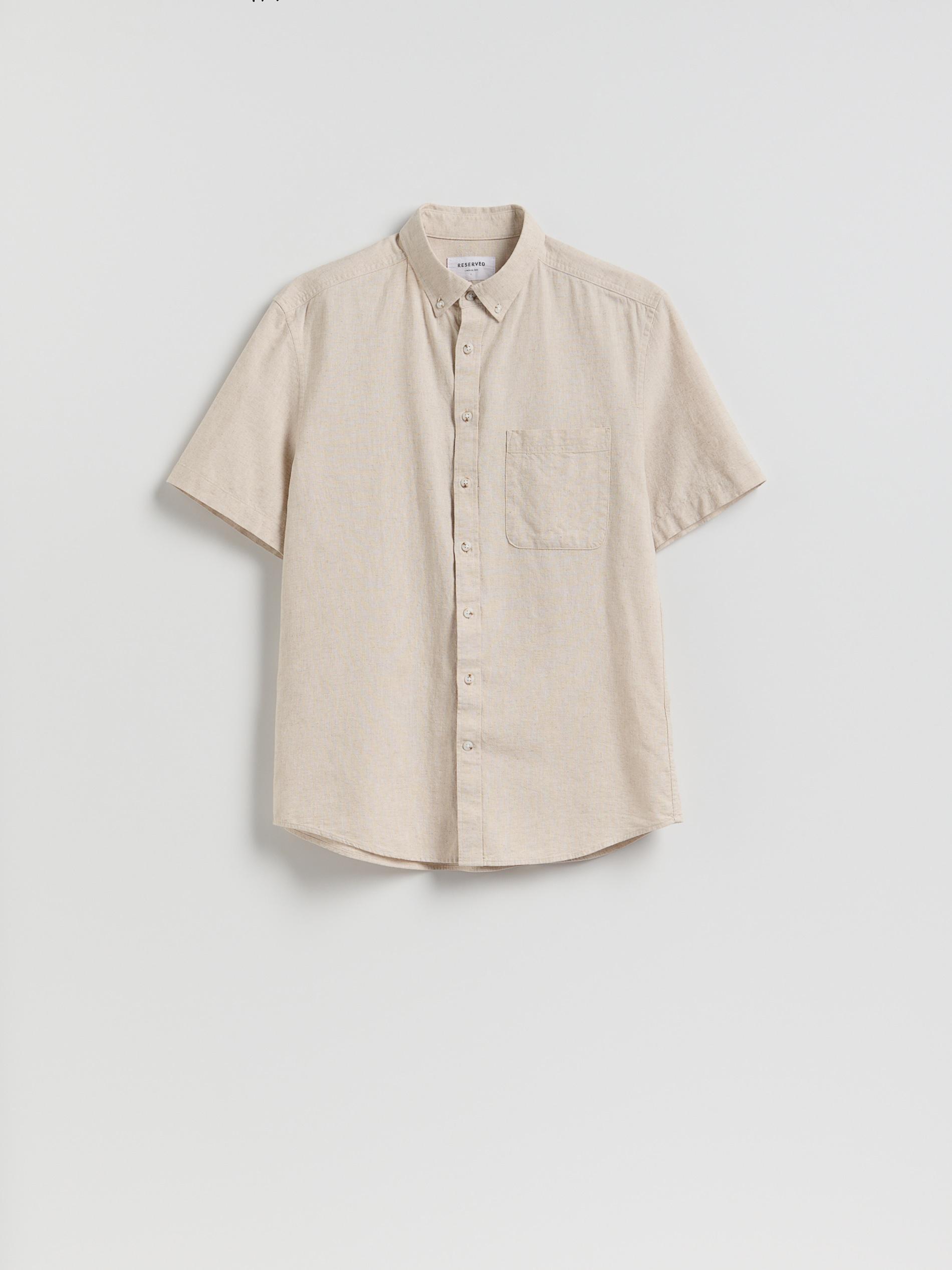 Beige Regular Fit Linen Rich Shirt, Ivory, large image number 4