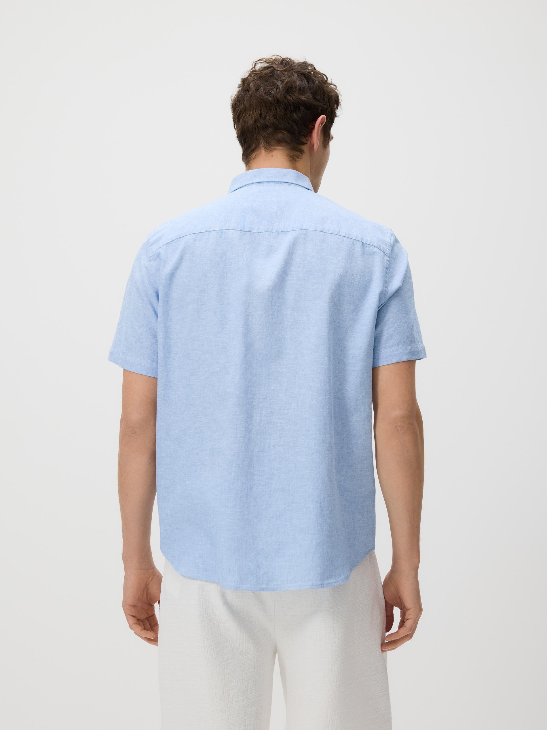 Blue Regular Fit Linen Rich Shirt, Blue, large image number 3