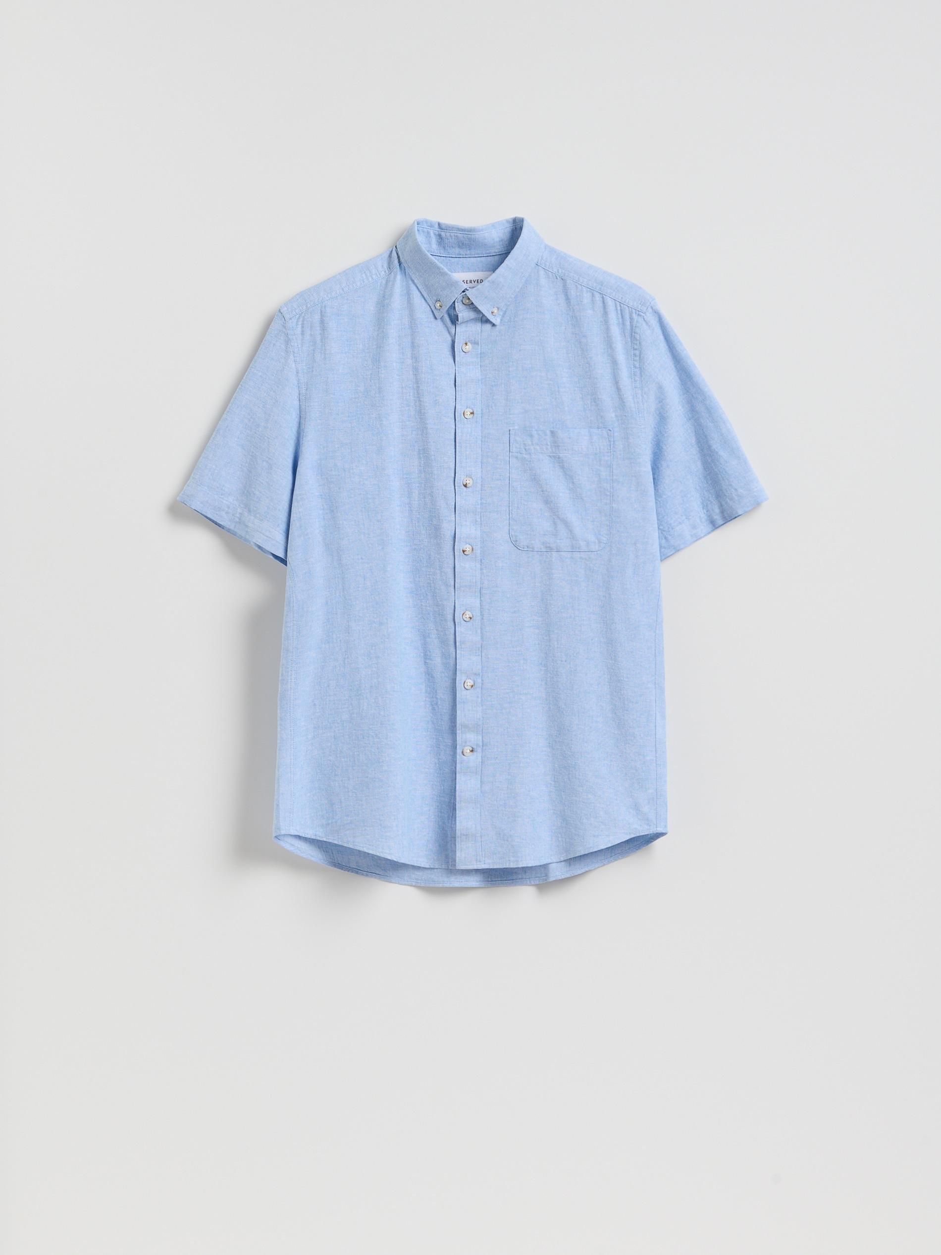 Blue Regular Fit Linen Rich Shirt, Blue, large image number 4
