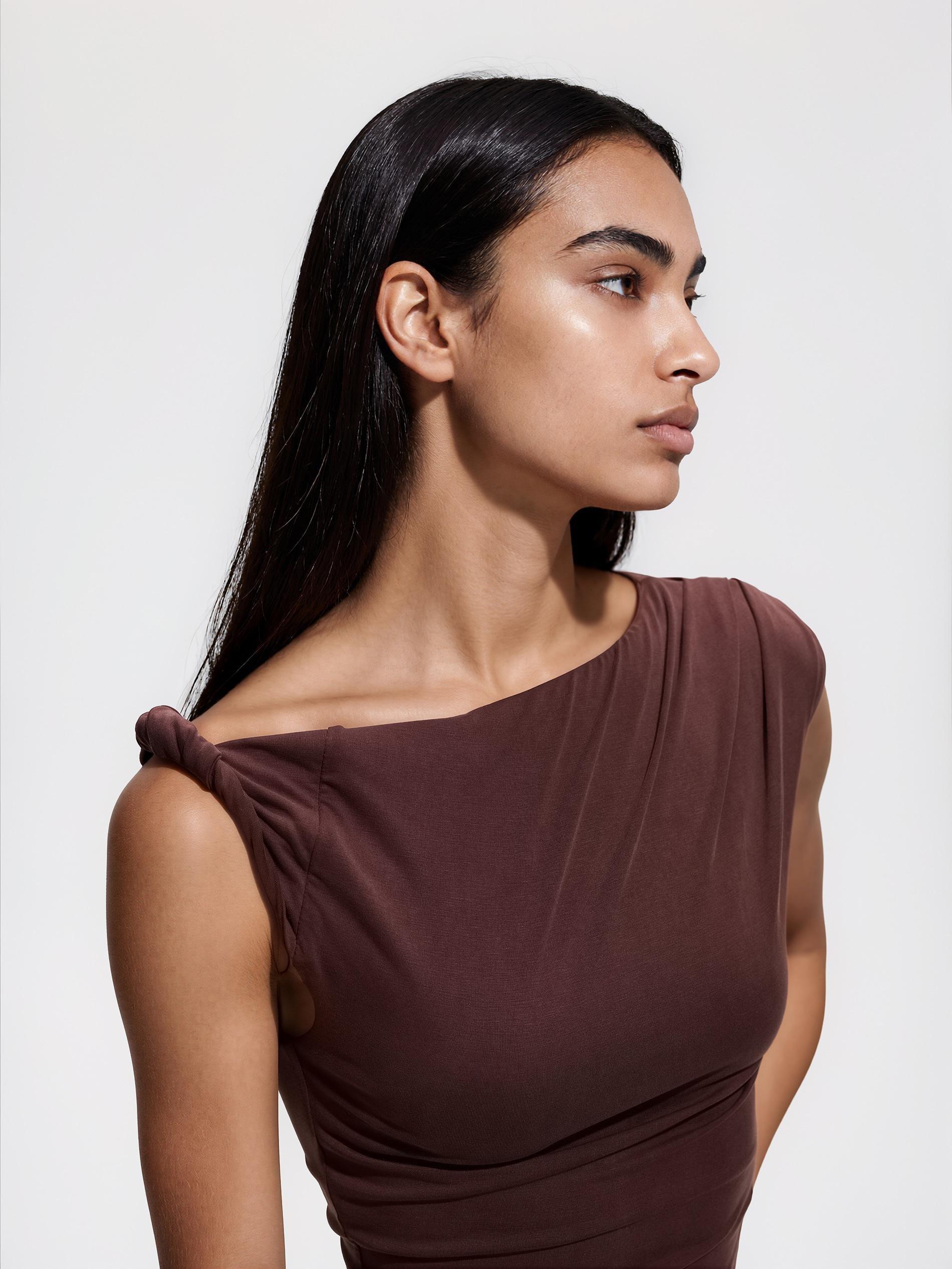 Brown Asymmetric Blouse, Brown, large image number 0