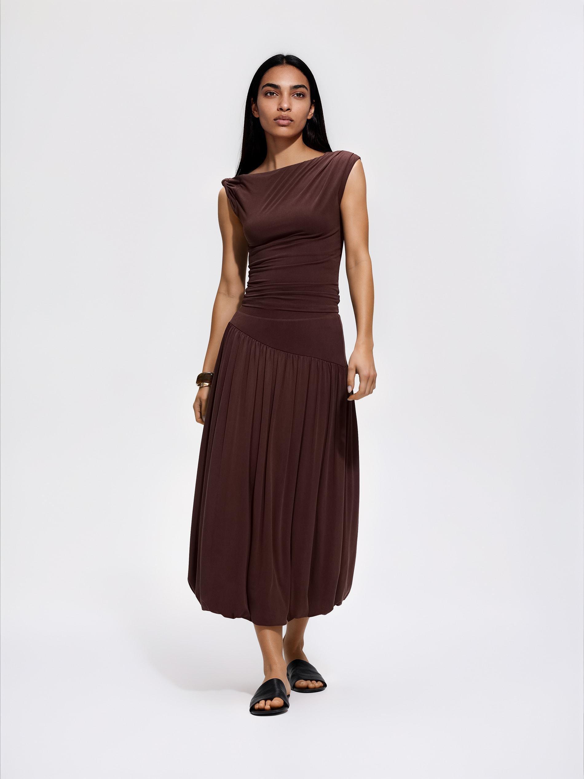 Brown Asymmetric Blouse, Brown, large image number 2
