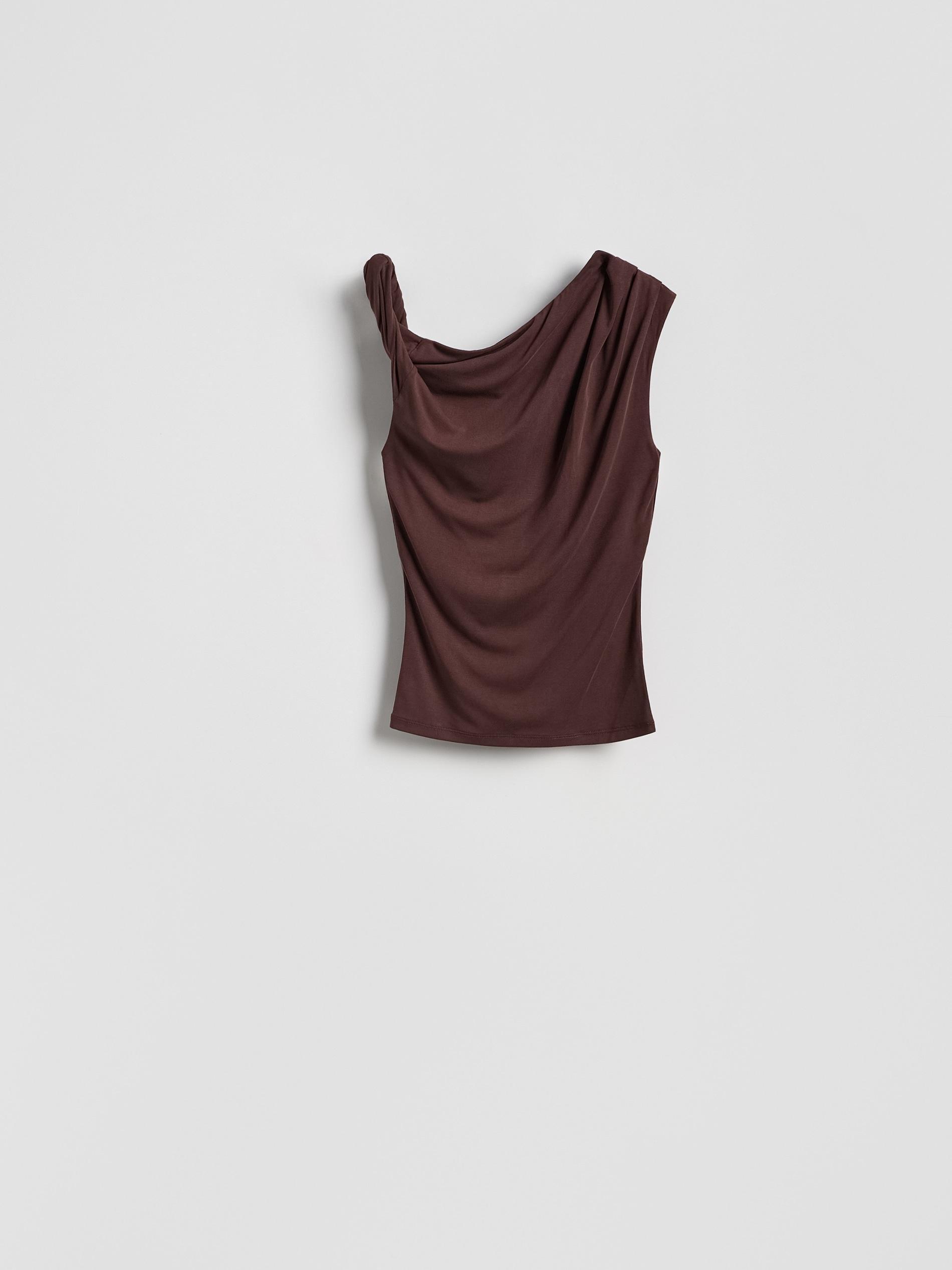 Brown Asymmetric Blouse, Brown, large image number 4
