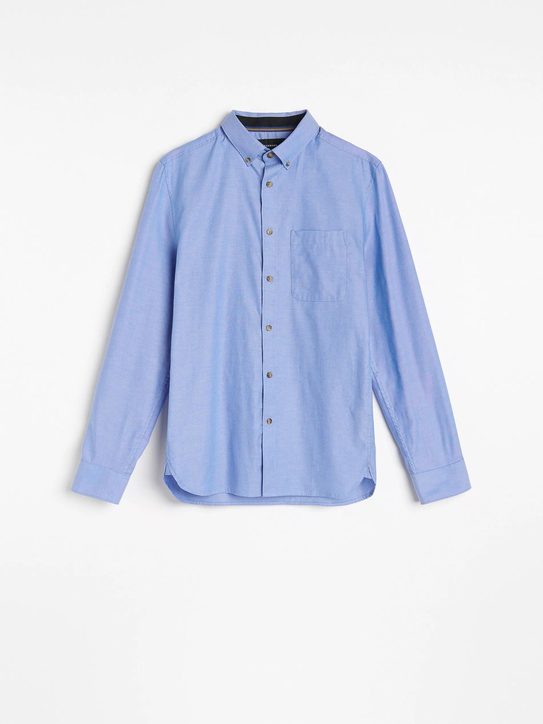 Blue Structured cotton shirt, , large image number 4