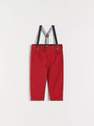 Reserved - Red Cotton Chino Trousers With Braces, Kids Boy