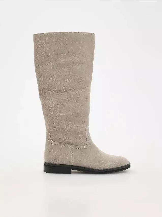 Grey Suede High Boots, , large image number 0