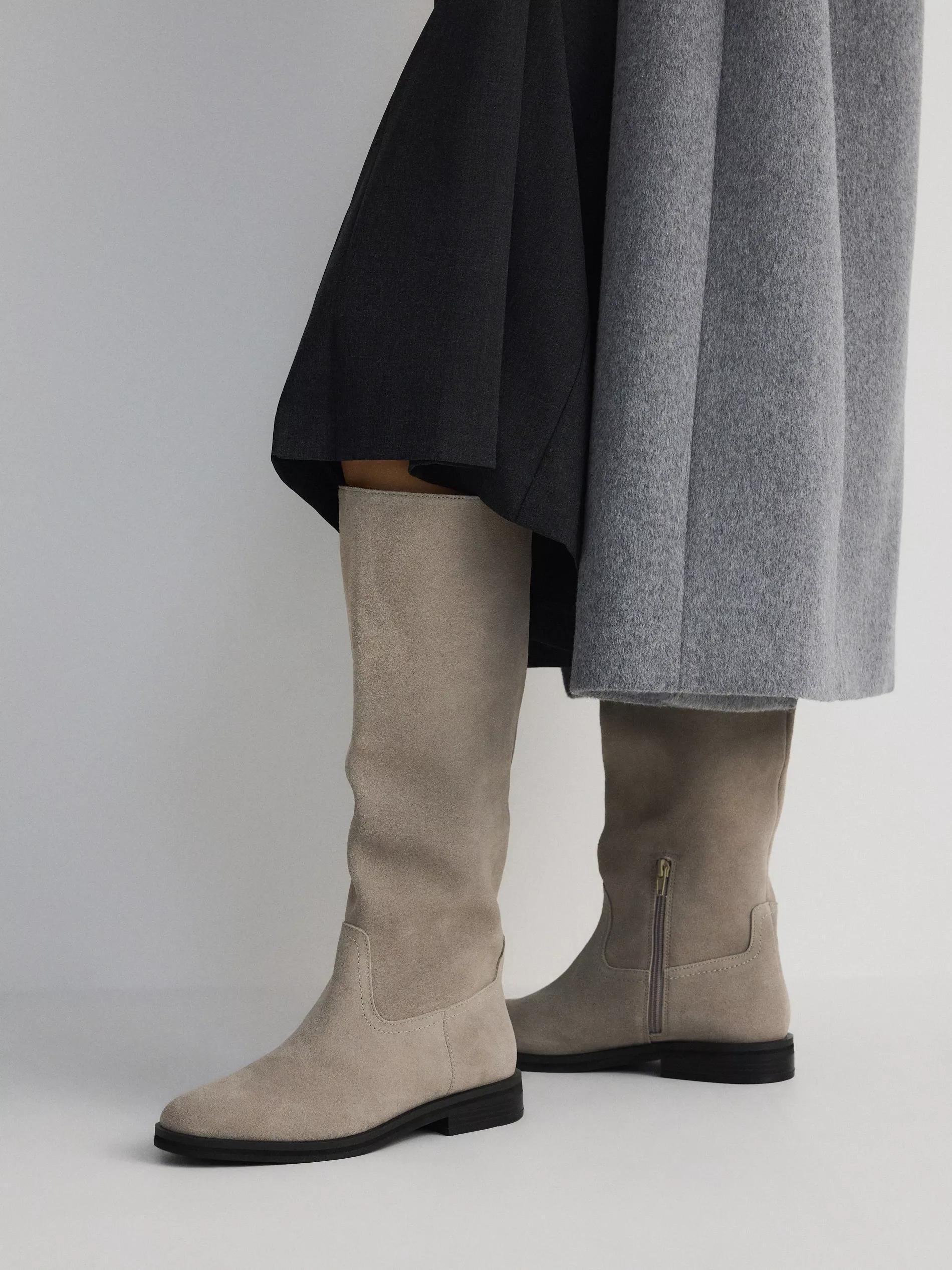Grey Suede High Boots, , large image number 2
