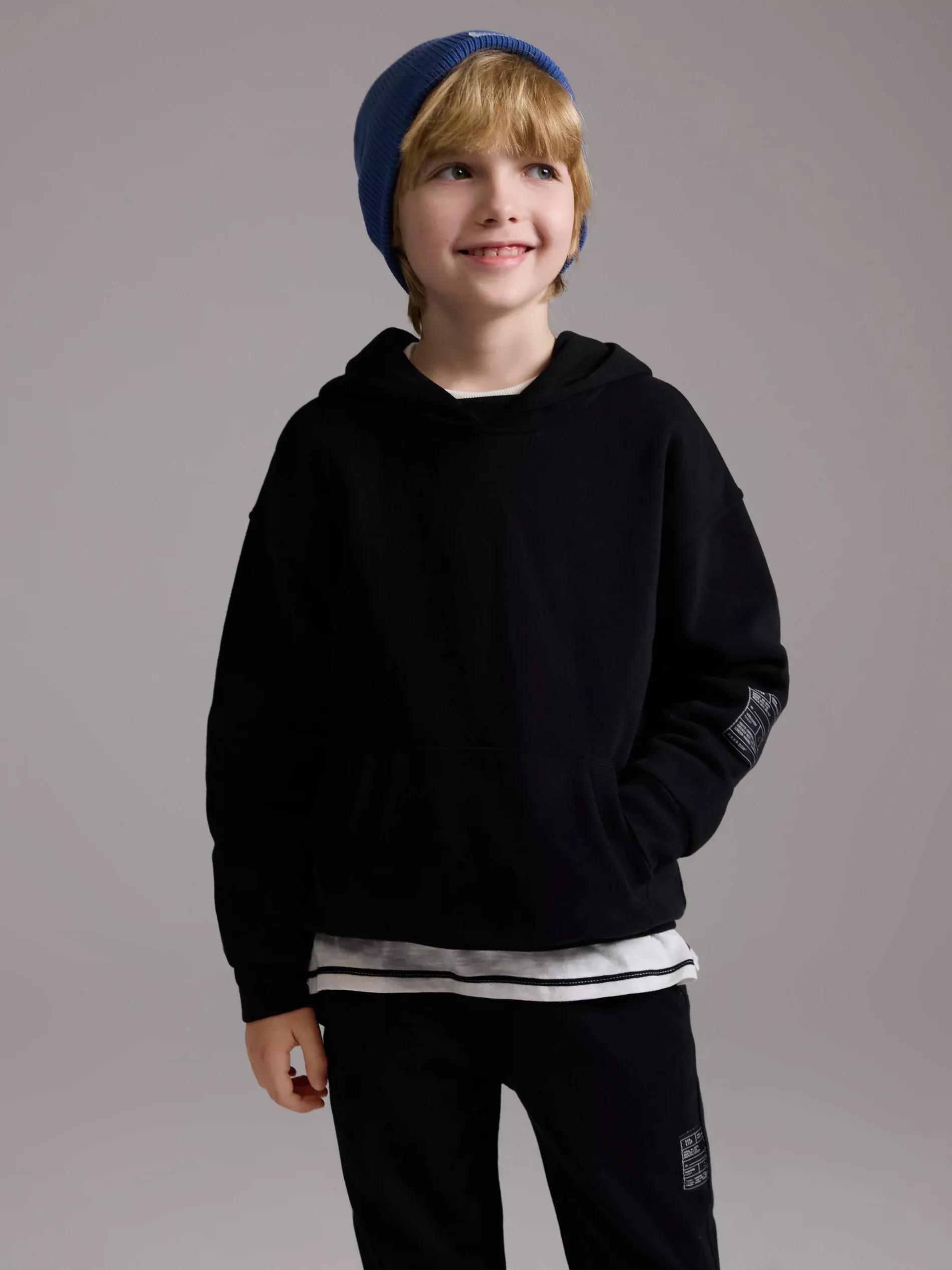 Black Jogging Top, Kids Boy, , medium