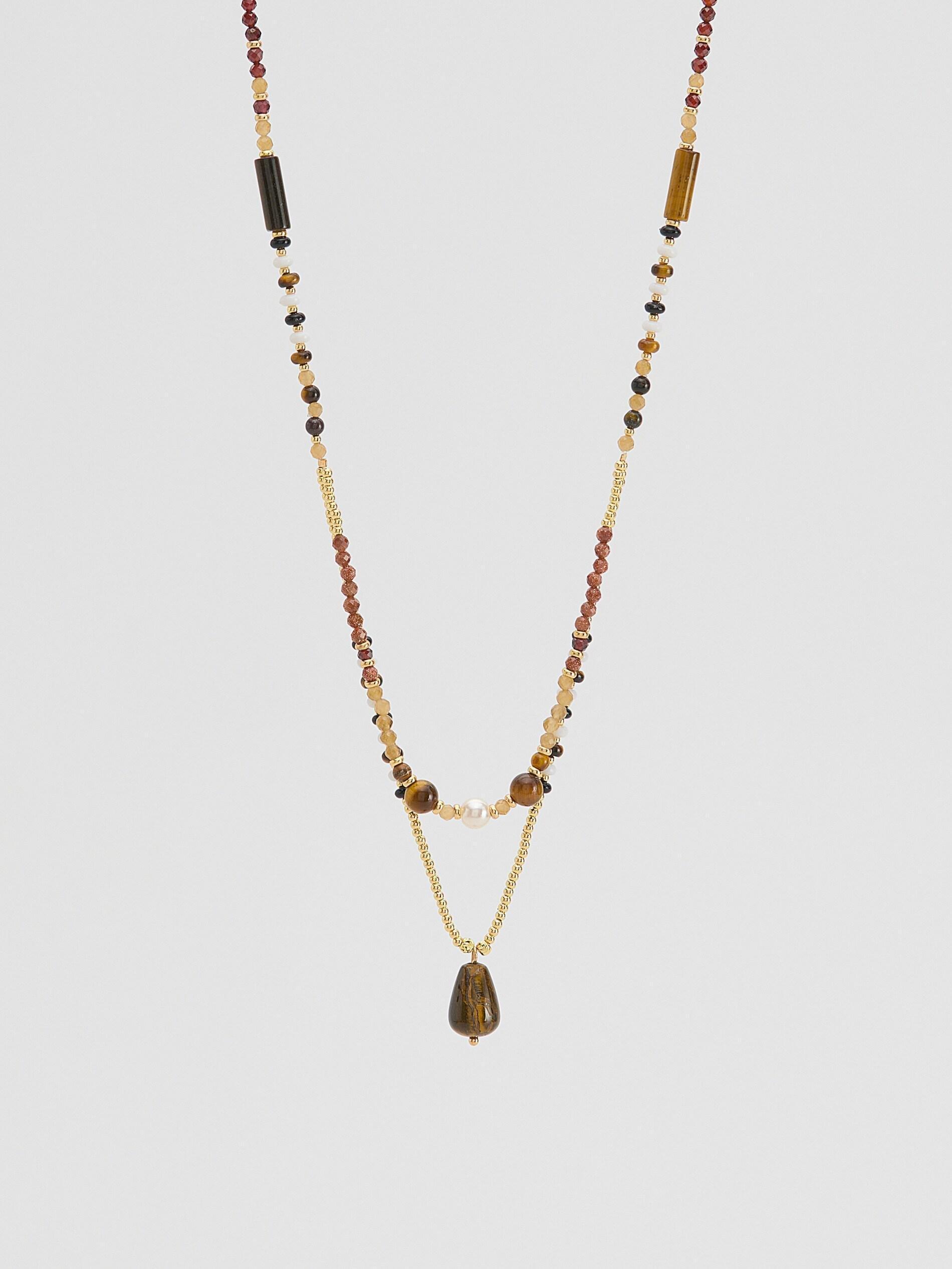 Multicolour Necklace With Natural Stones, Multicolor, medium