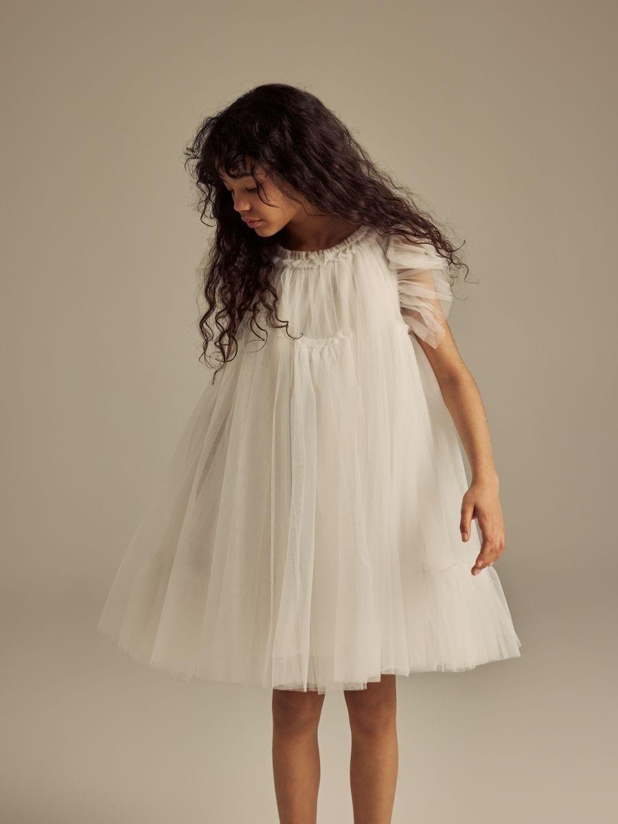 Cream Tulle Dress, Ivory, large image number 0