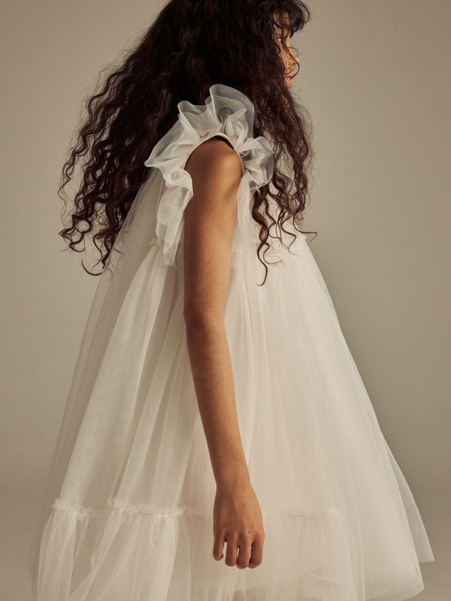 Cream Tulle Dress, Ivory, large image number 1