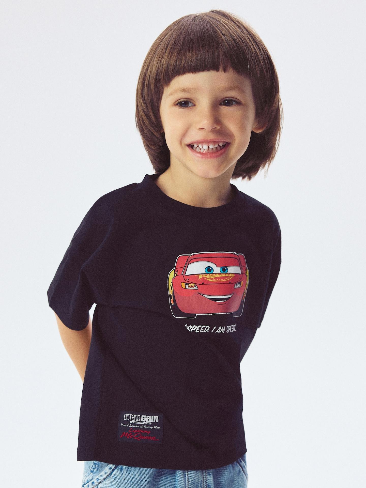 Black Cotton T-Shirt Cars, Black, medium