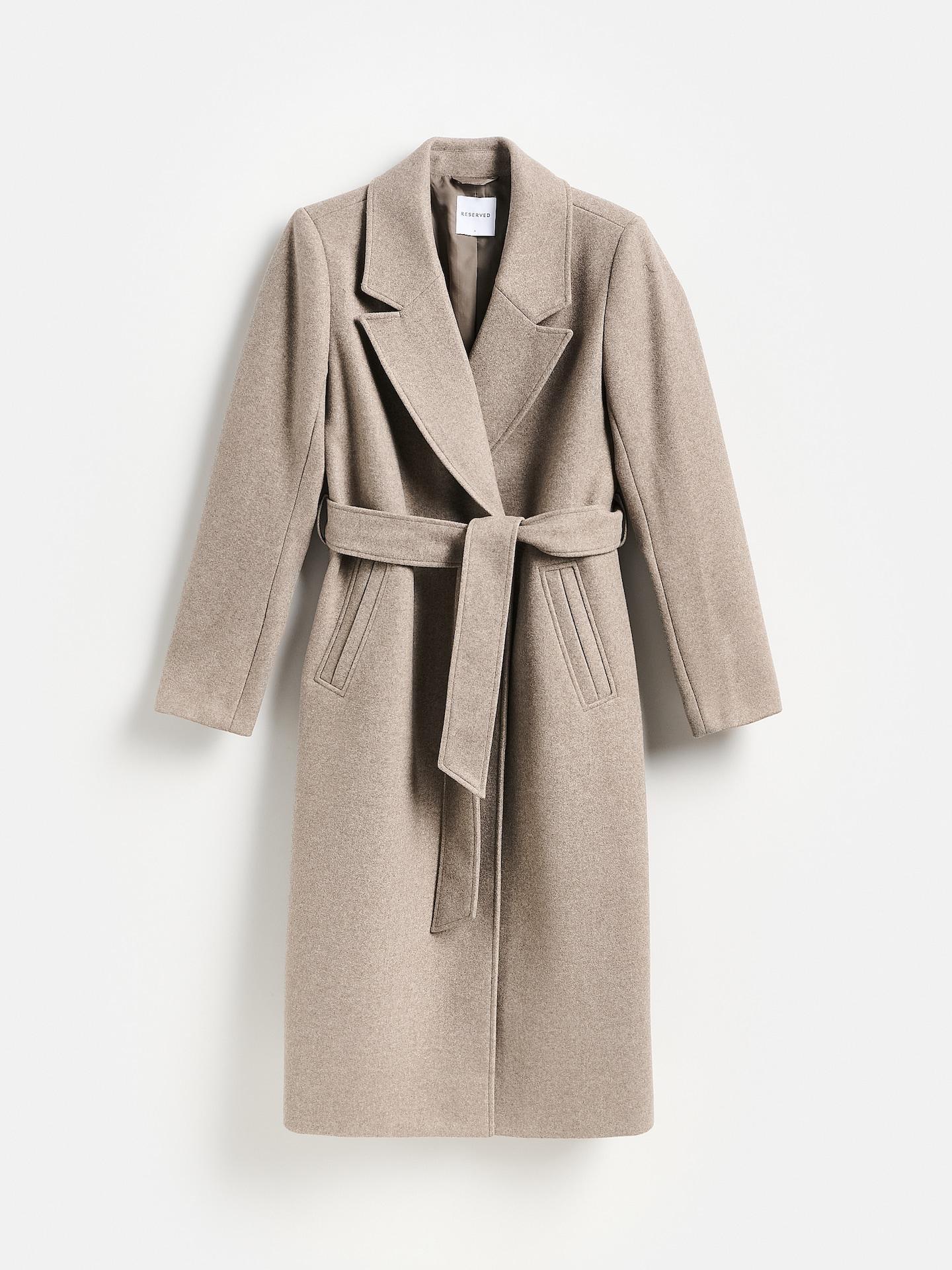 Brown Longline Coat With Tie Waist, 7401_74M, medium