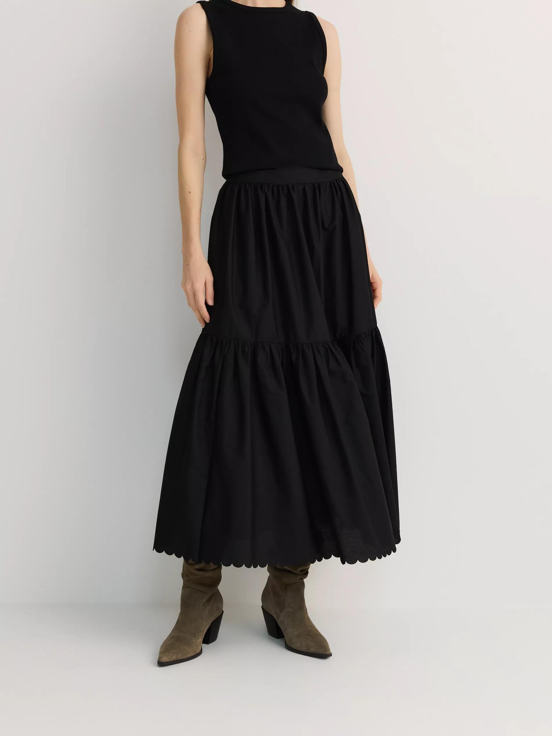 Black Maxi Skirt, With Added Cotton, , medium