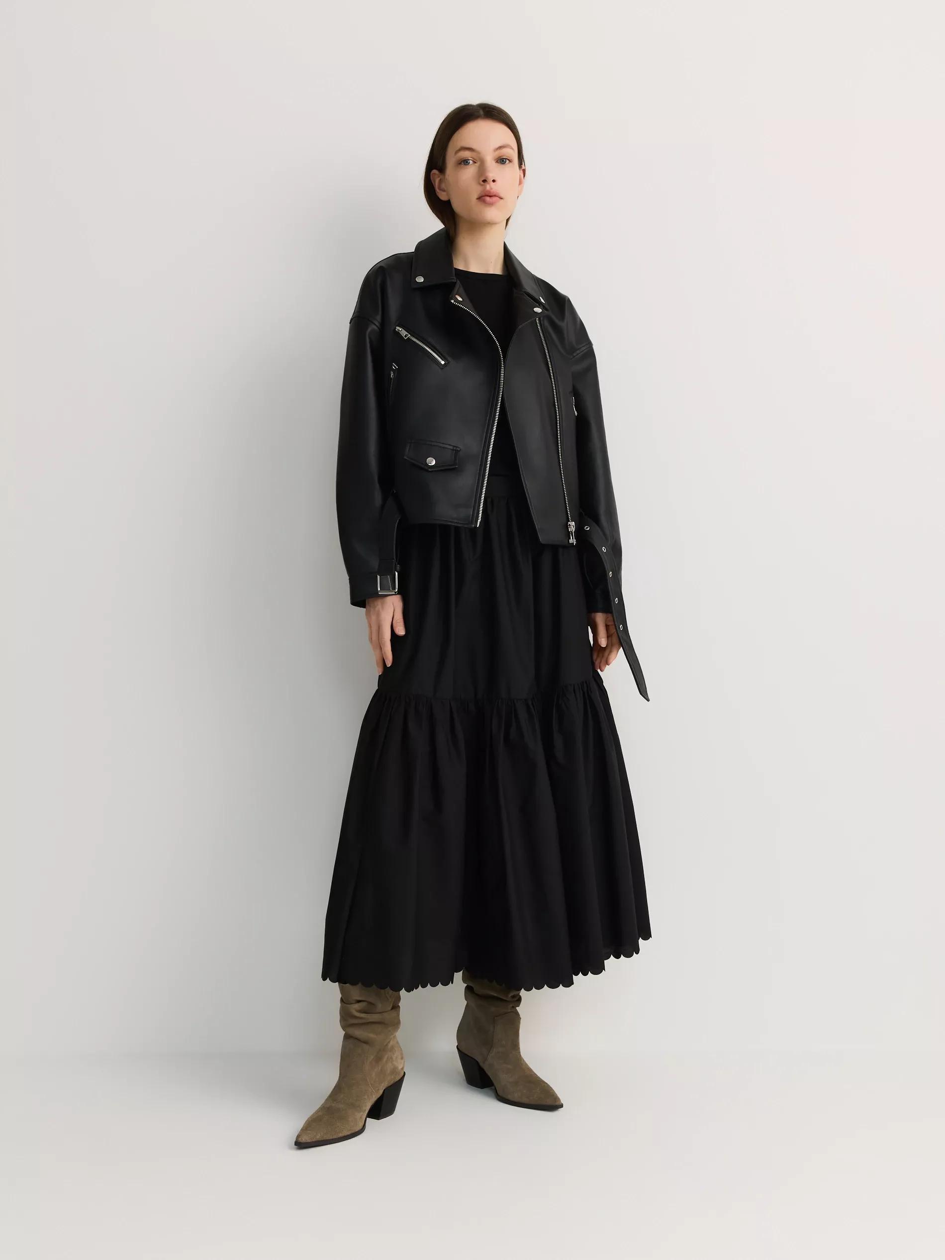 Black Maxi Skirt, With Added Cotton, , large image number 1