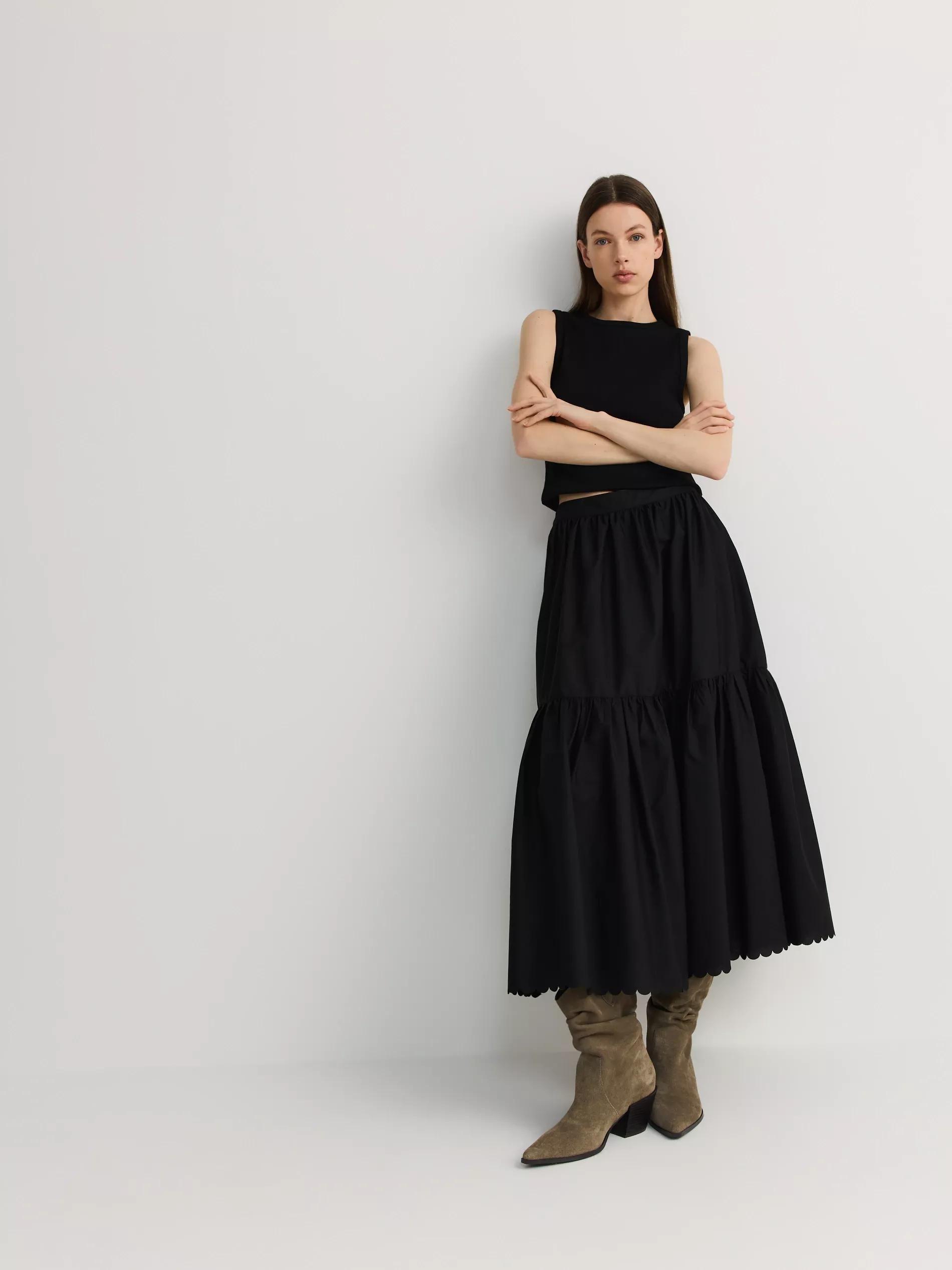 Black Maxi Skirt, With Added Cotton, , large image number 4