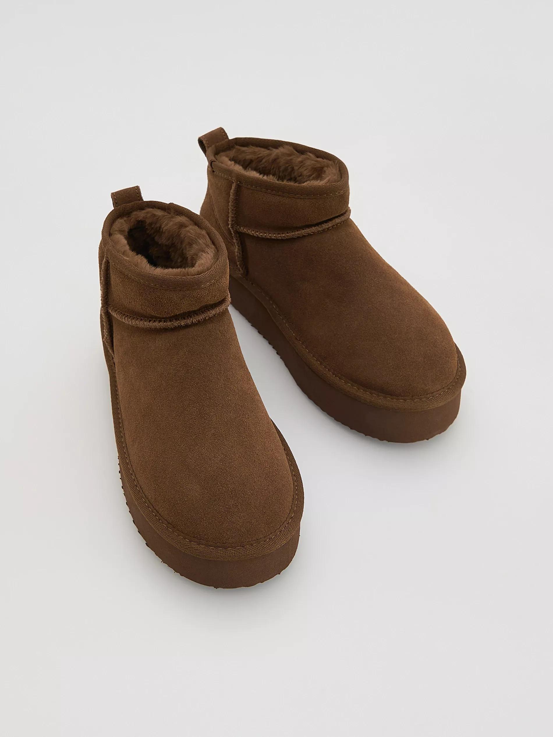 DARK BROWN Suede snow boots, Brown, large image number 2