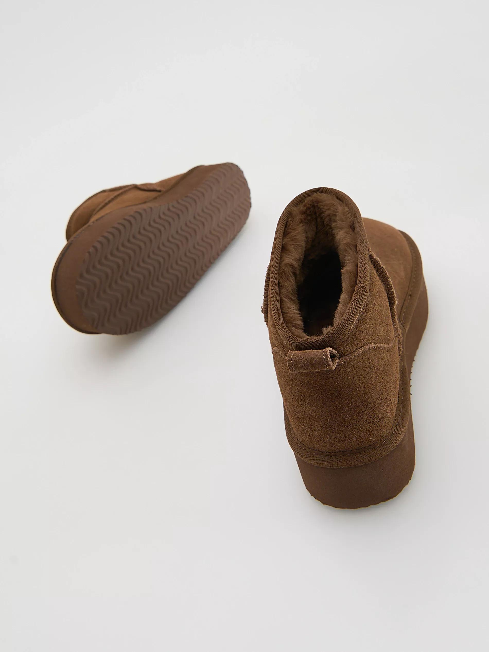 DARK BROWN Suede snow boots, Brown, large image number 3