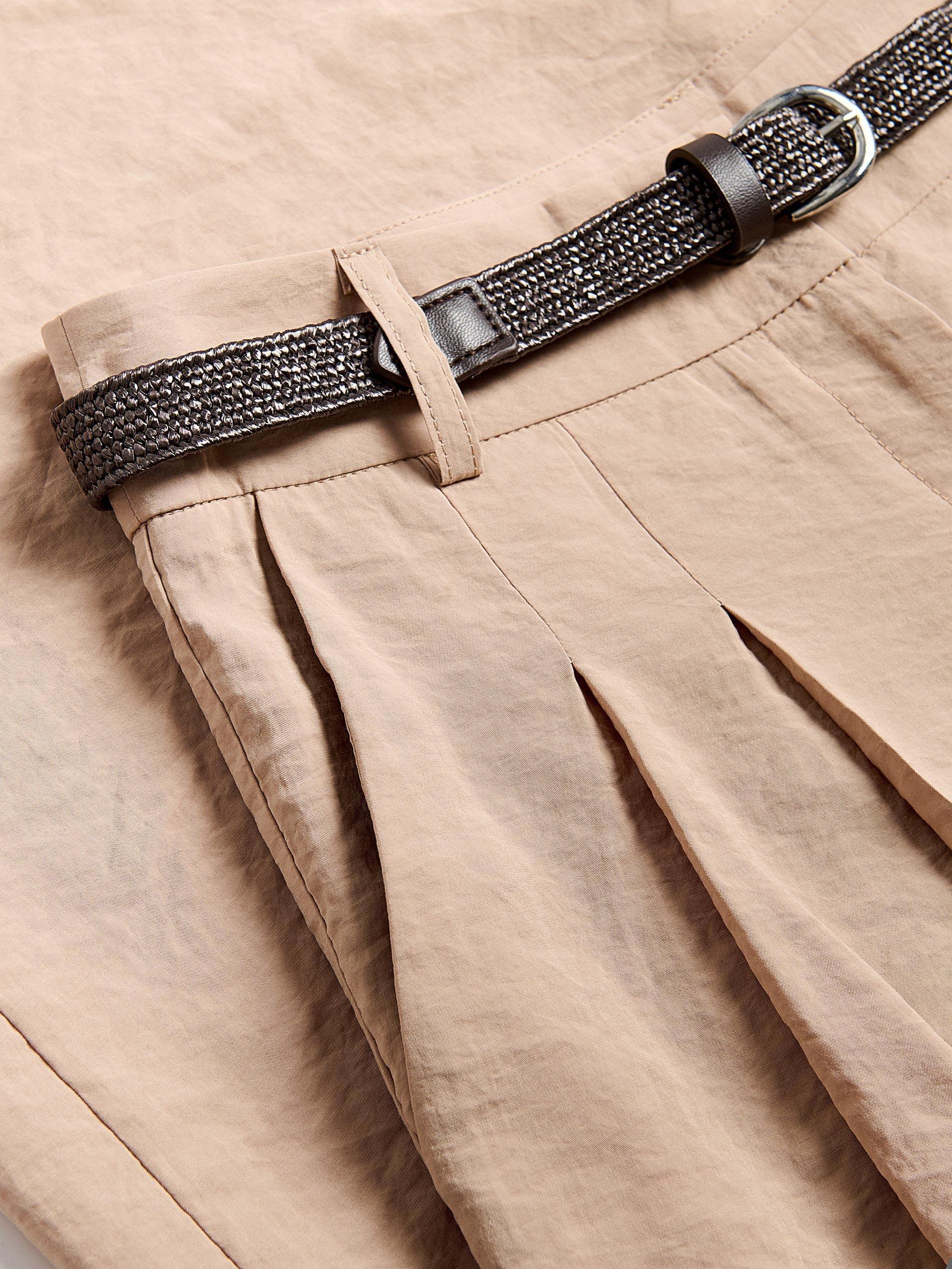 Beige Trousers With Tie Waist Belt, Beige, large image number 4