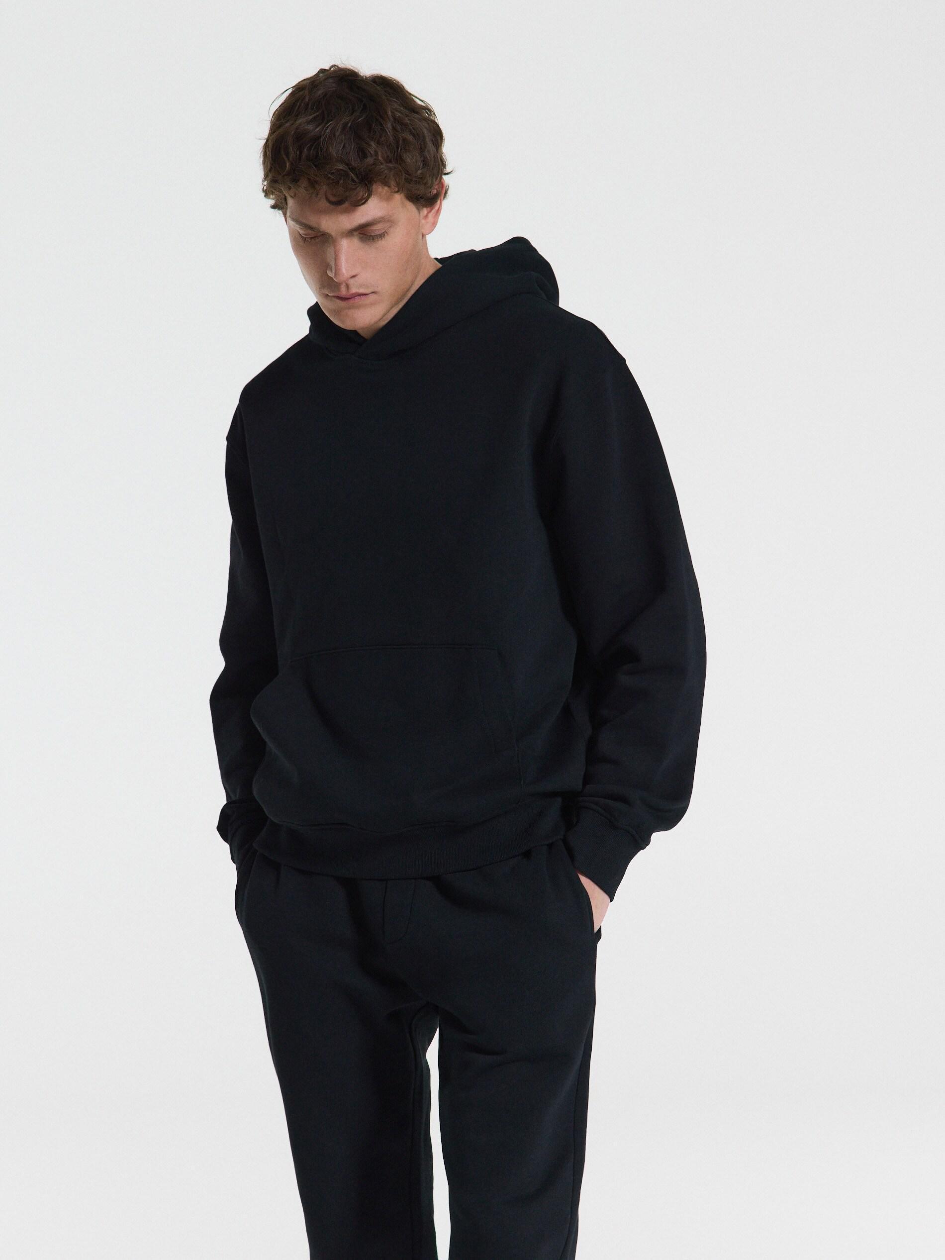 Black Cotton Sweatshirt, Black, medium